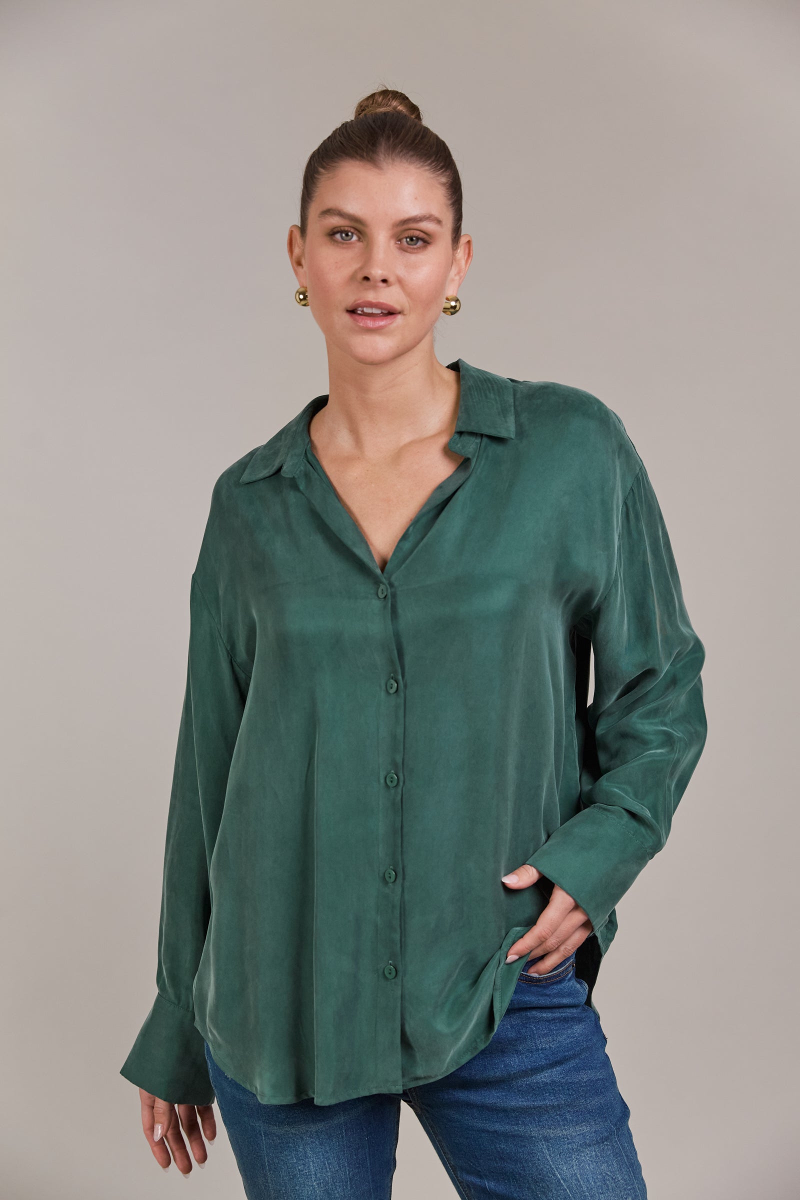 Eden Cupro Shirt - Aventurine Green