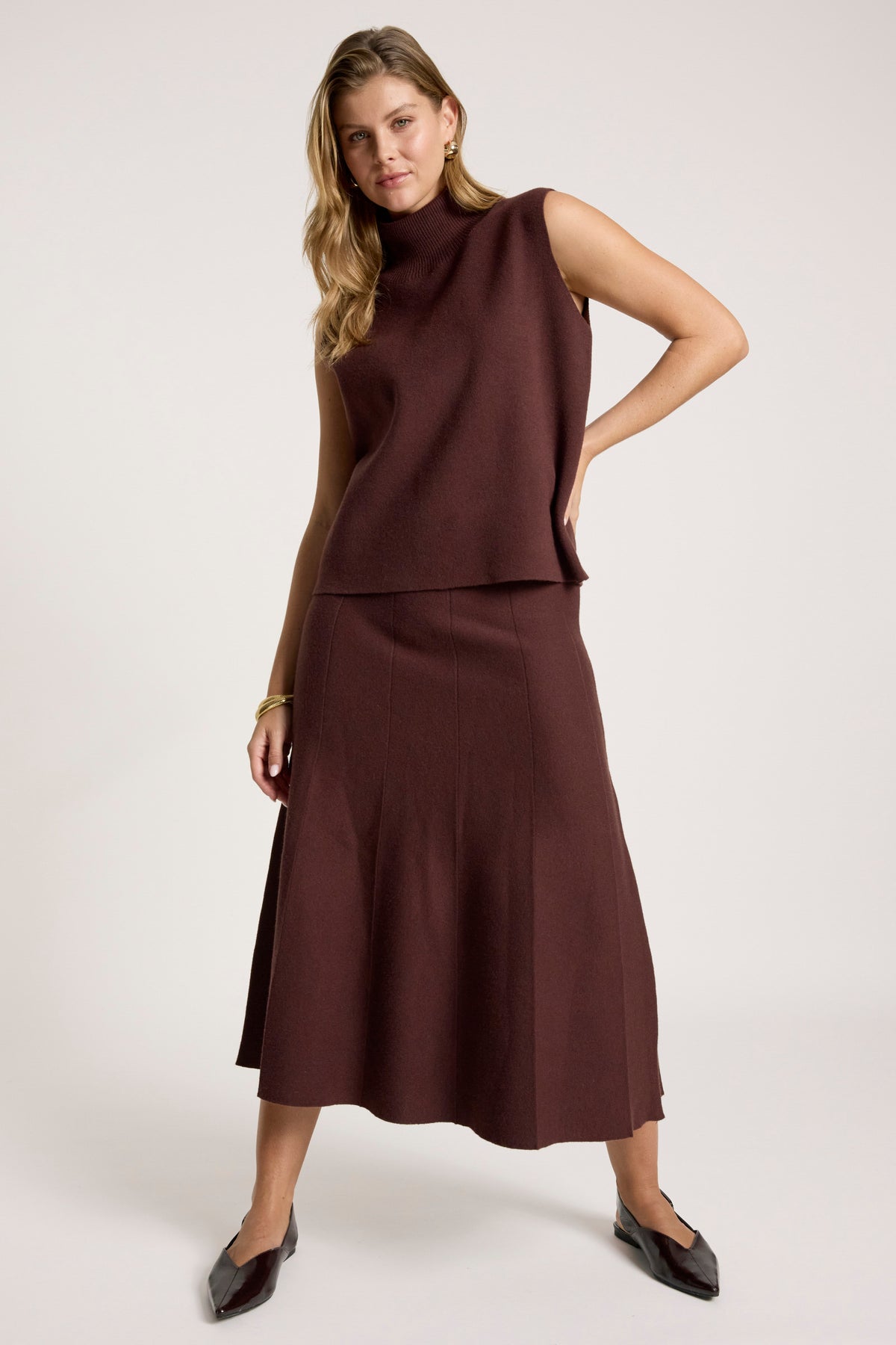 Zala Knit Skirt  - Mahogany