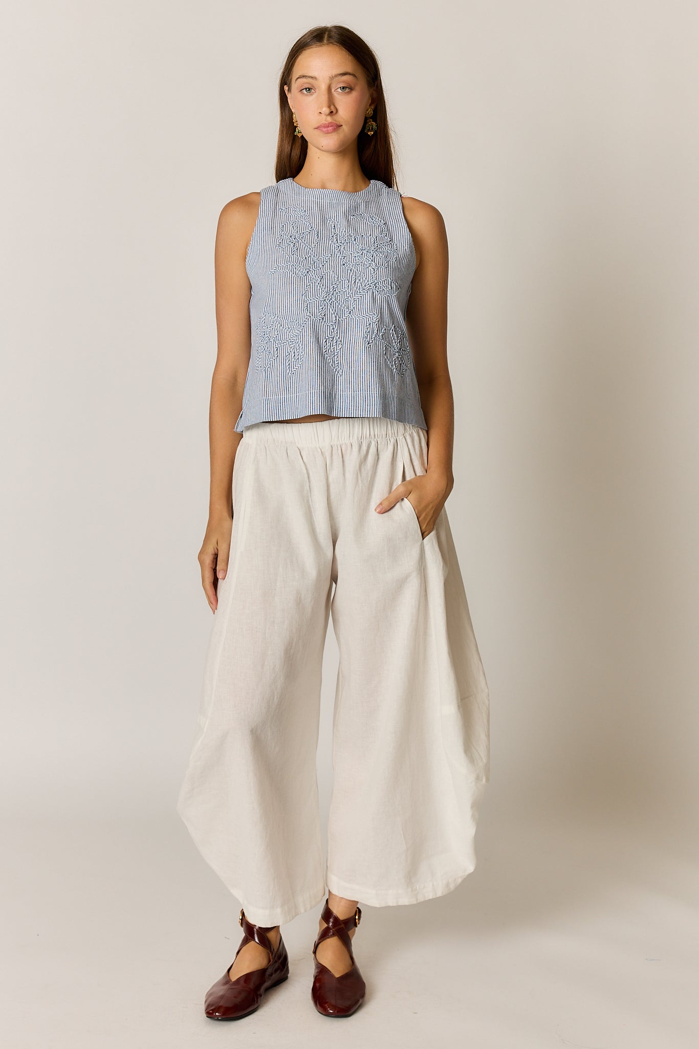 Cornelli Top - Blue stripe