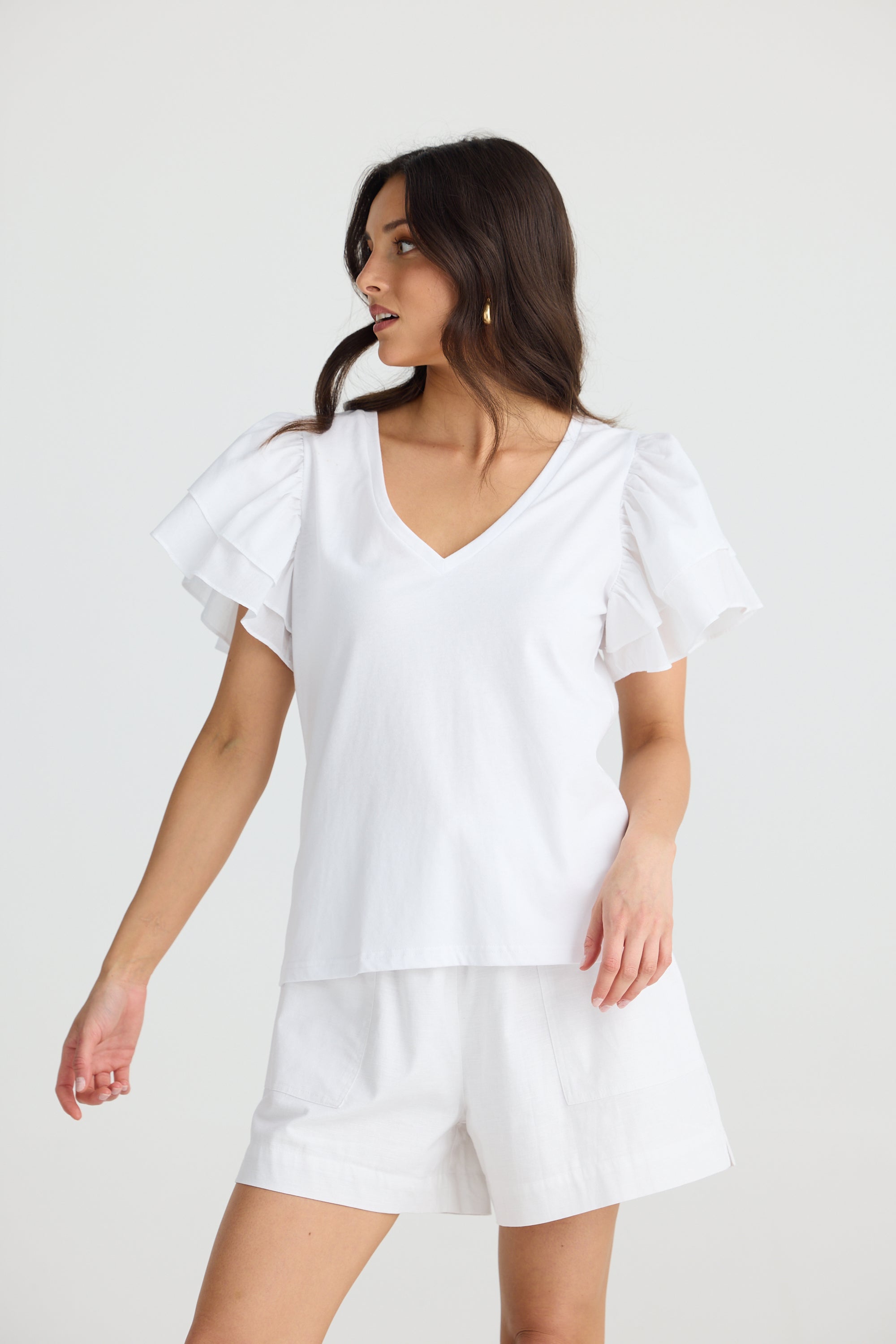 Gigi Vneck Tee - White