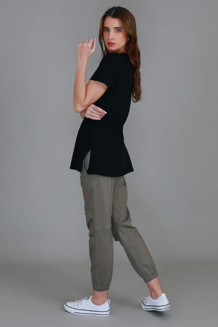 Frankie V Neck Tee - Black