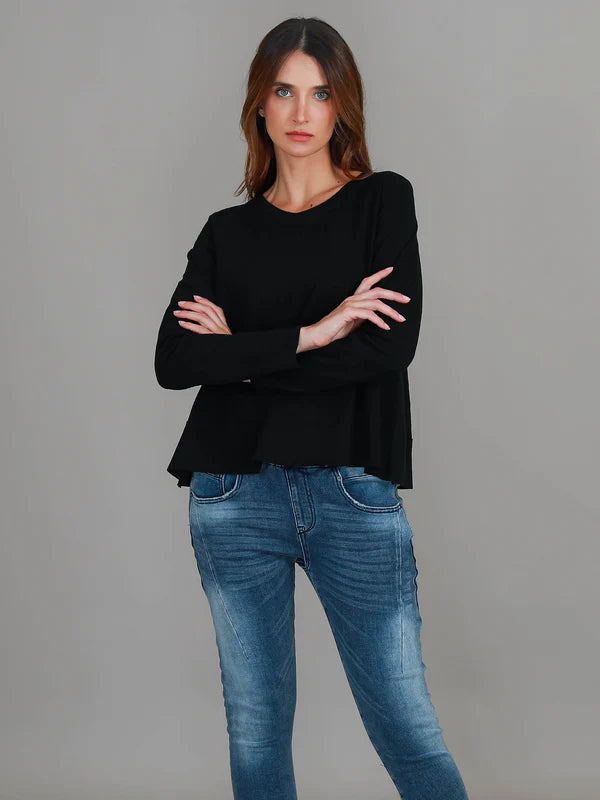 Sonya Long Sleeve T Shirt - Black