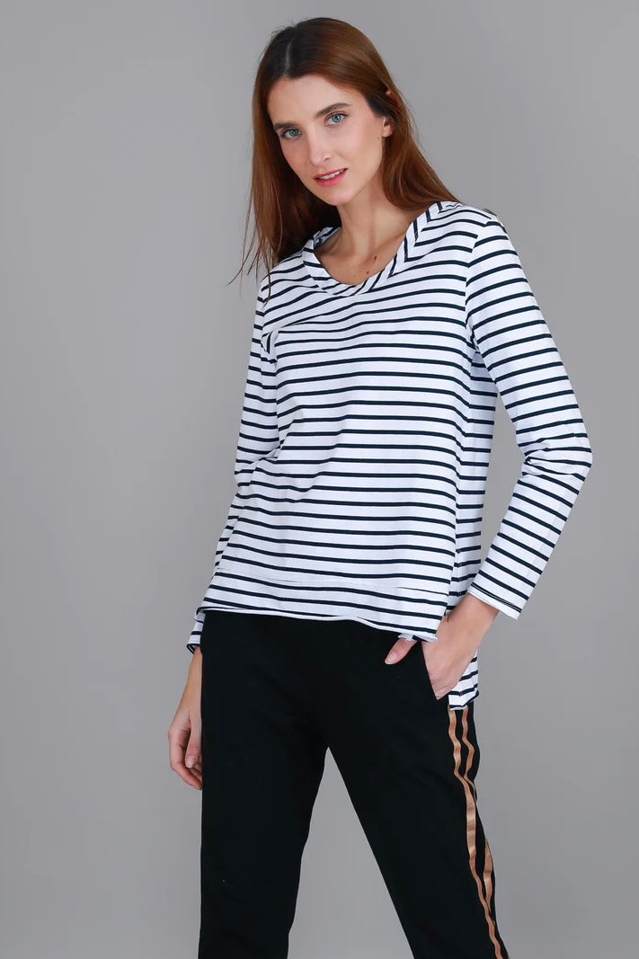 Strumpet Long Sleeve Tee - White  Stripe