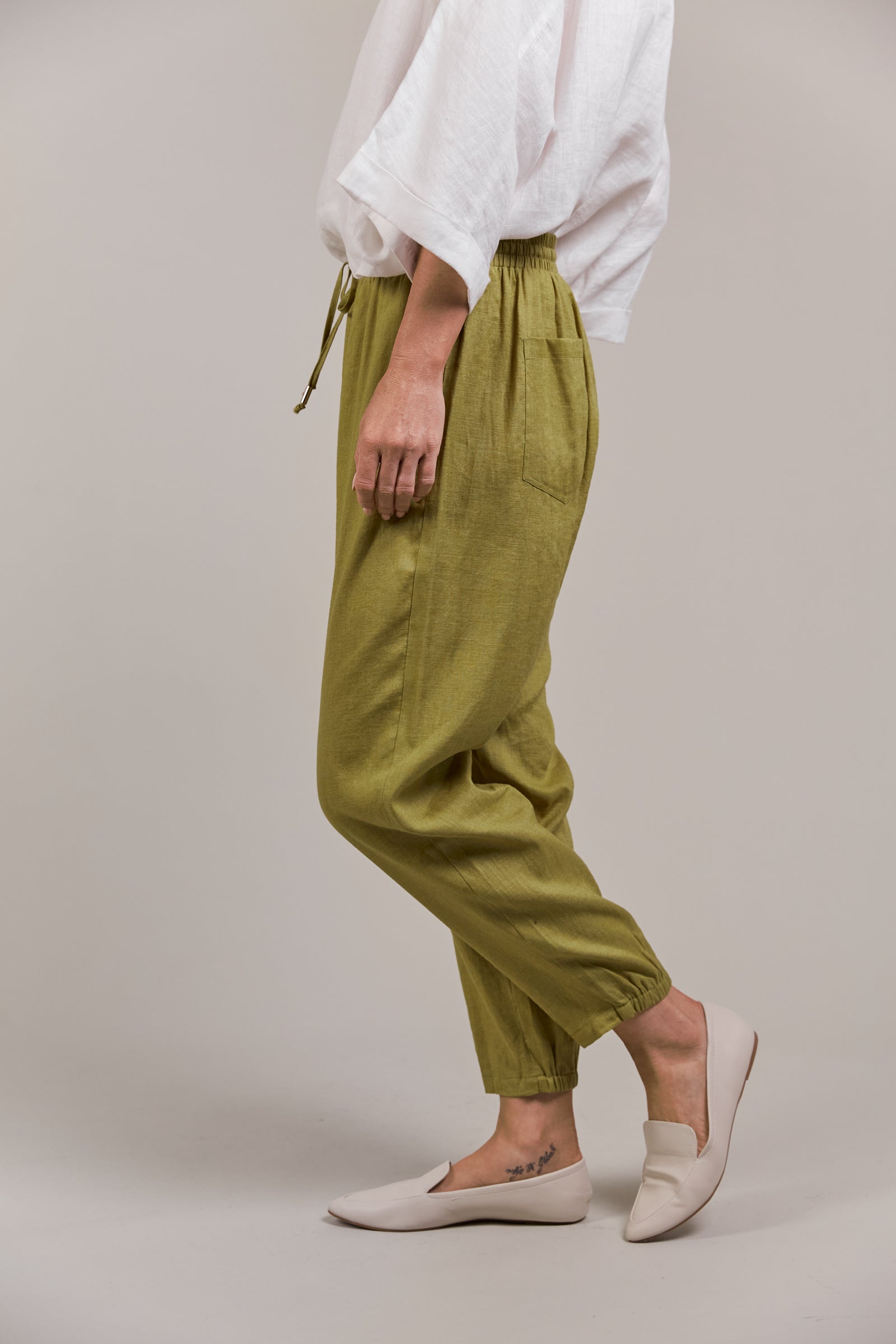 Laax Relaxed Linen Pant - Chartreuse