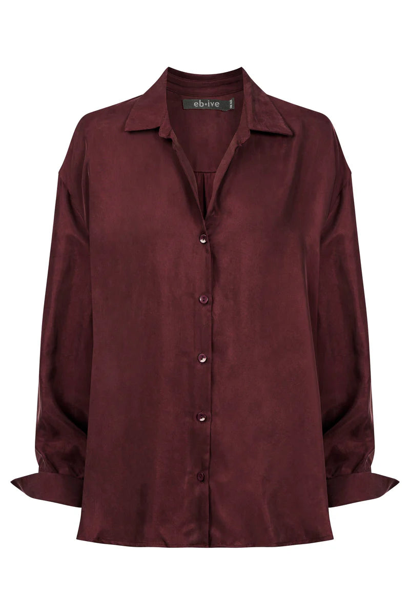 Calista Cupro Shirt - Mahogany