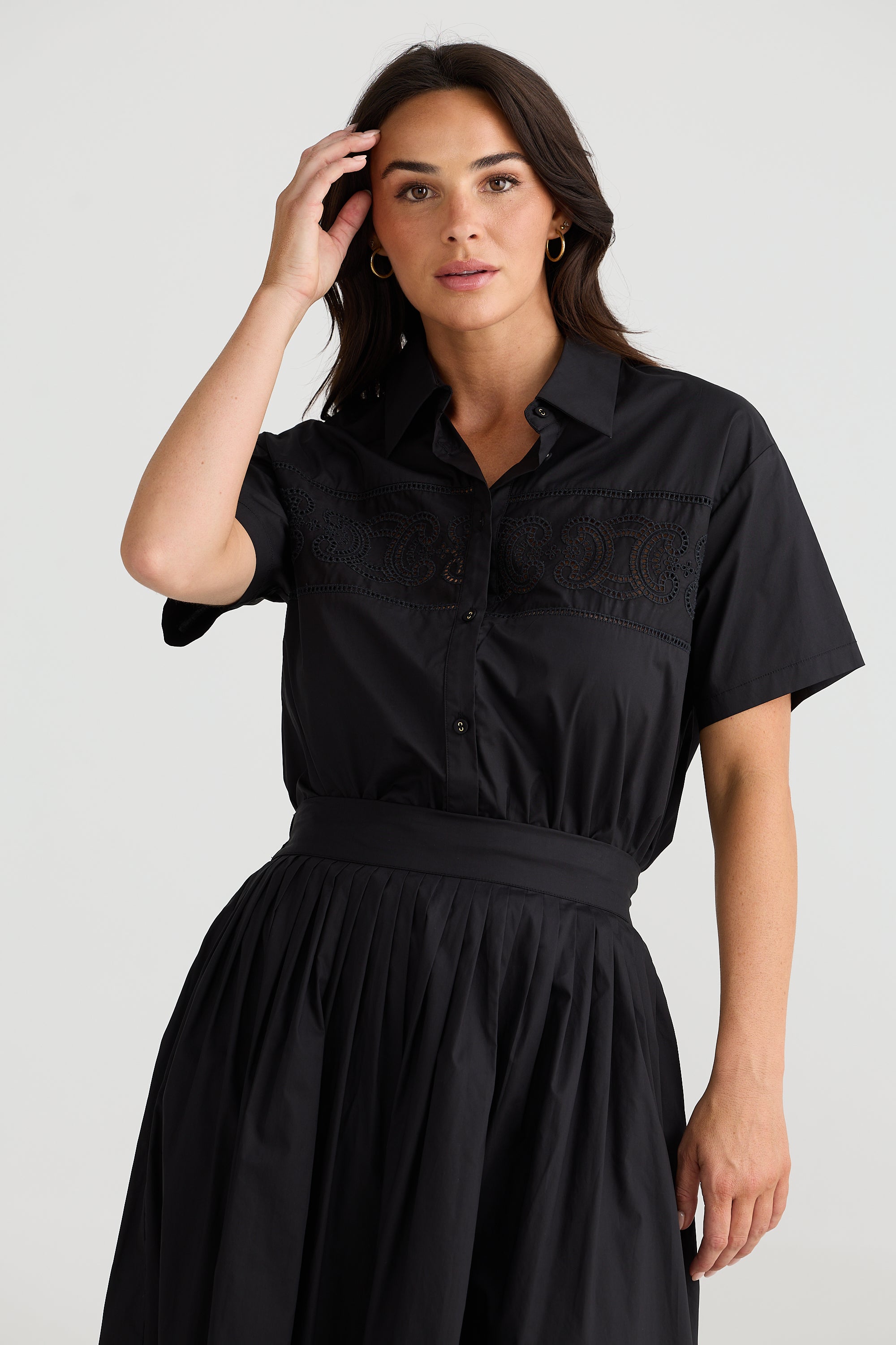 Paris Top Shirt - Black Cotton