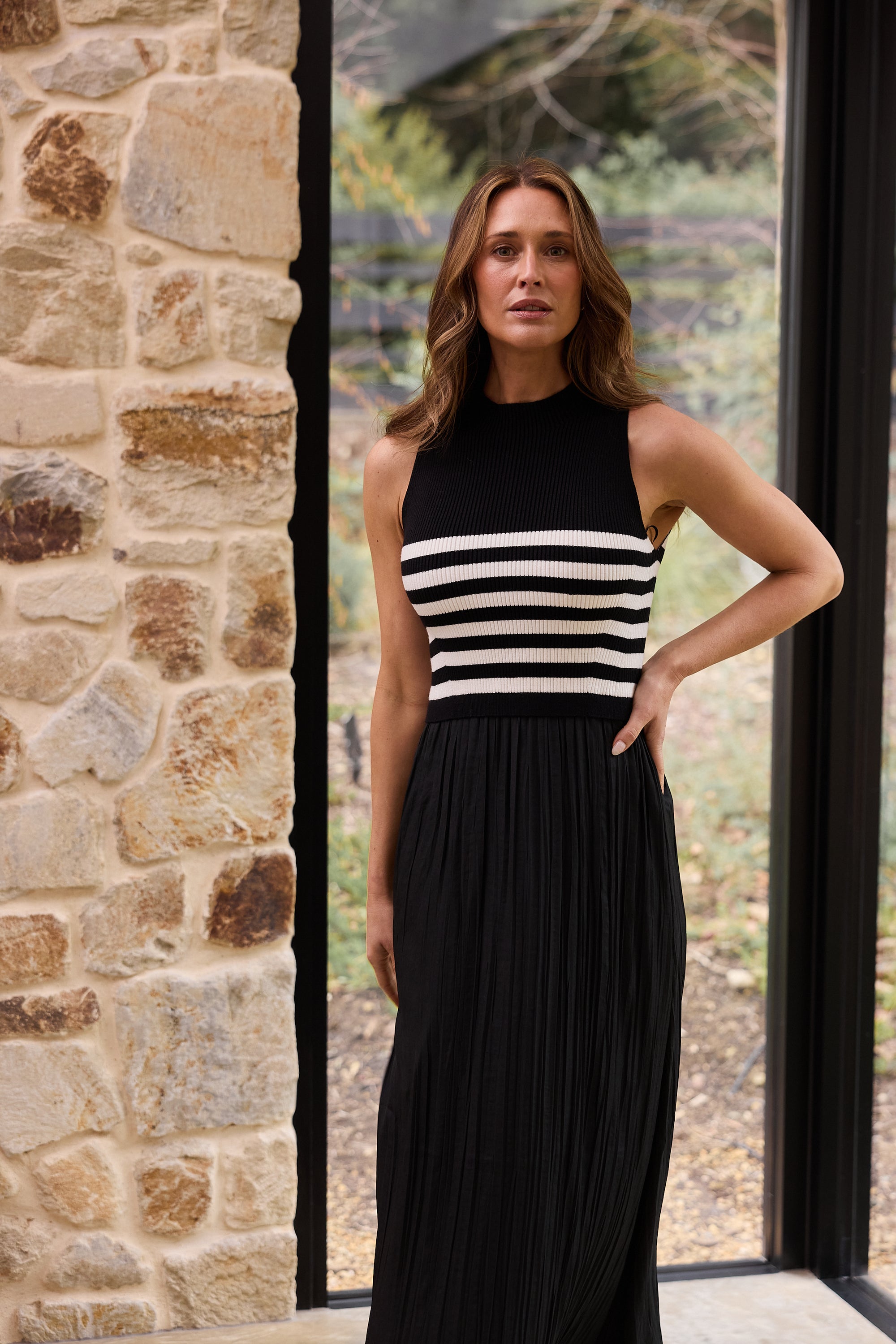 Gabriel Dress - Stripe Black