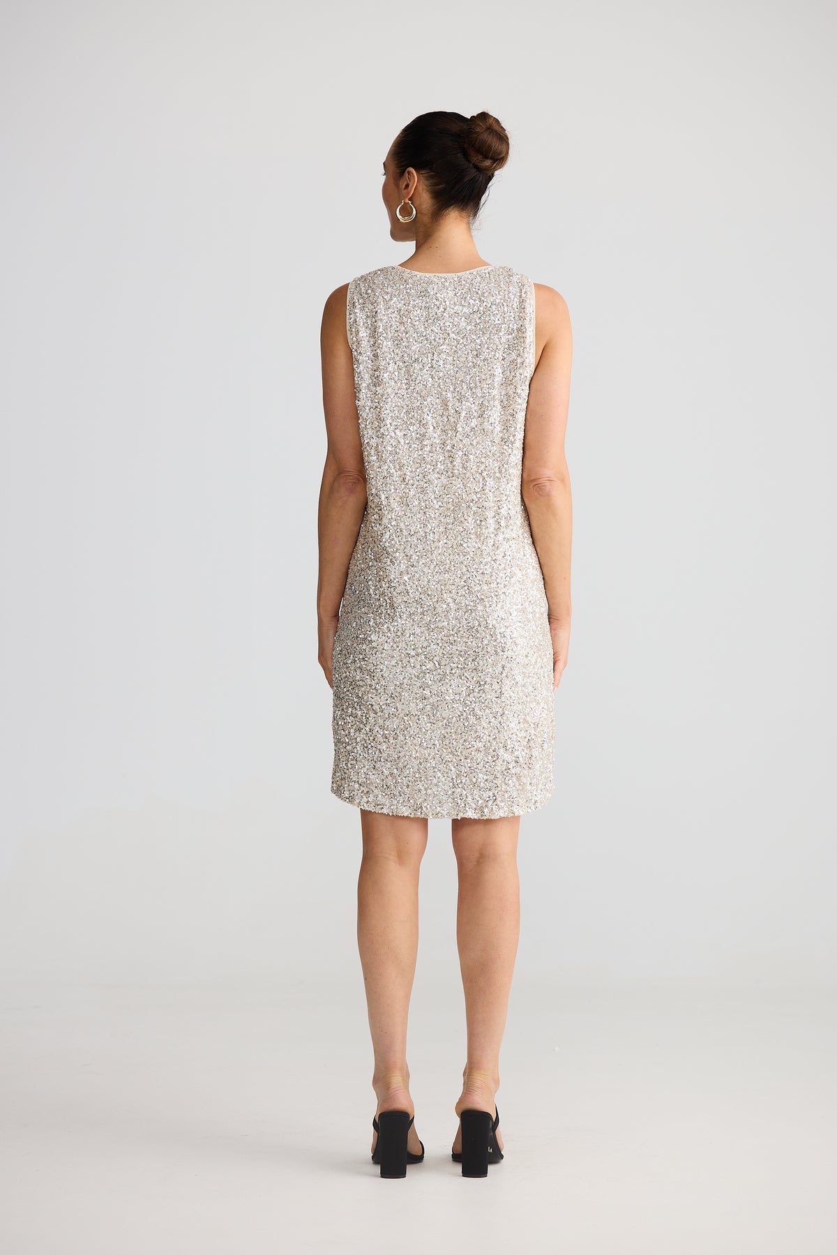 Brave + True Glitz Swing Dress Champagne Sequins Party dress short mini knee length A-line NYE Christmas Evening dress