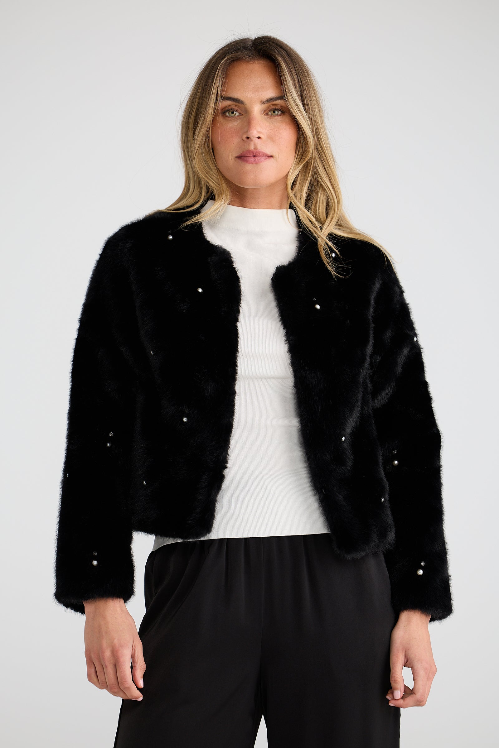 Selina Fur Jacket - Black