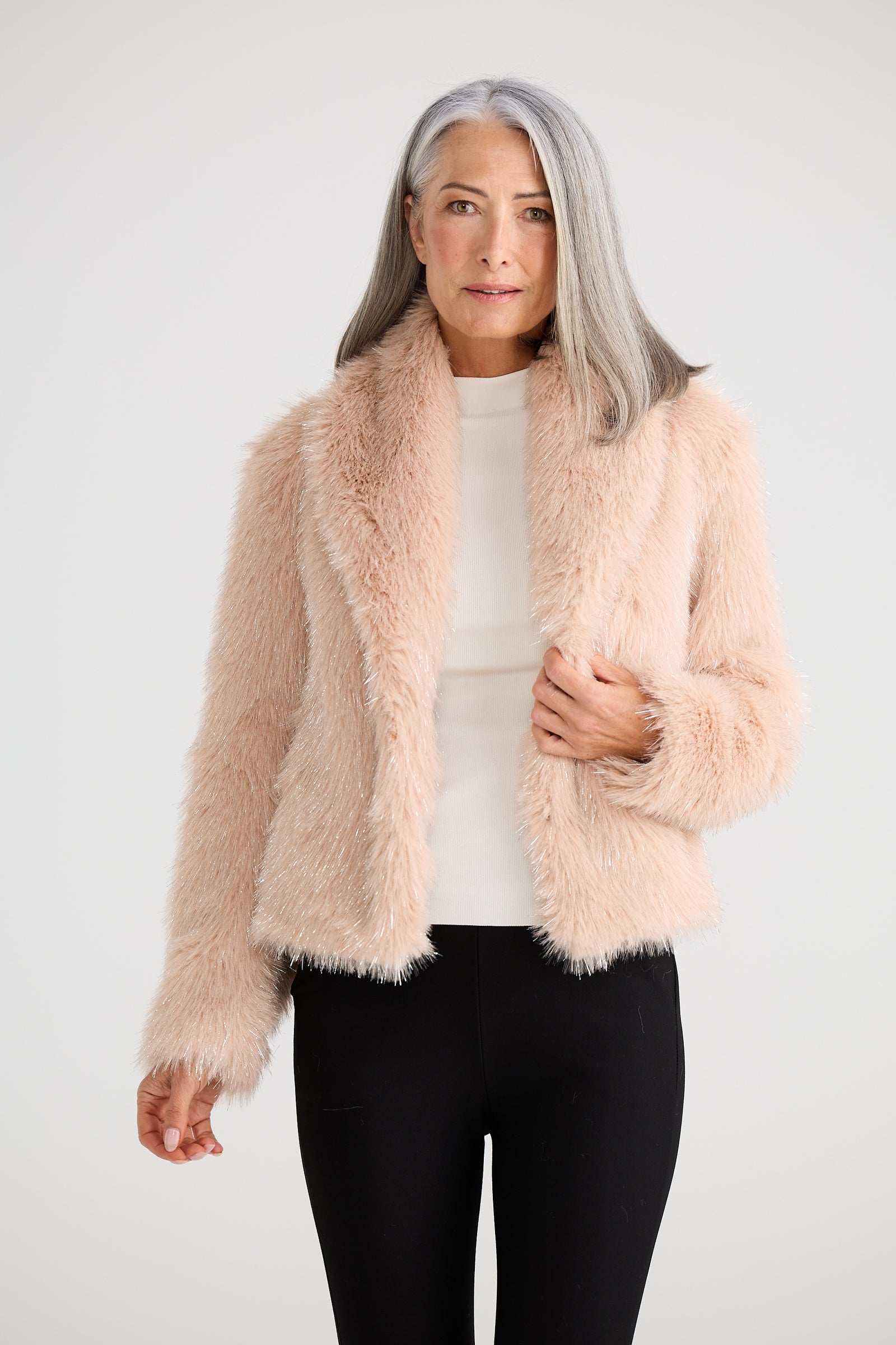 Glamour Fur Jacket - Blush Sparkle