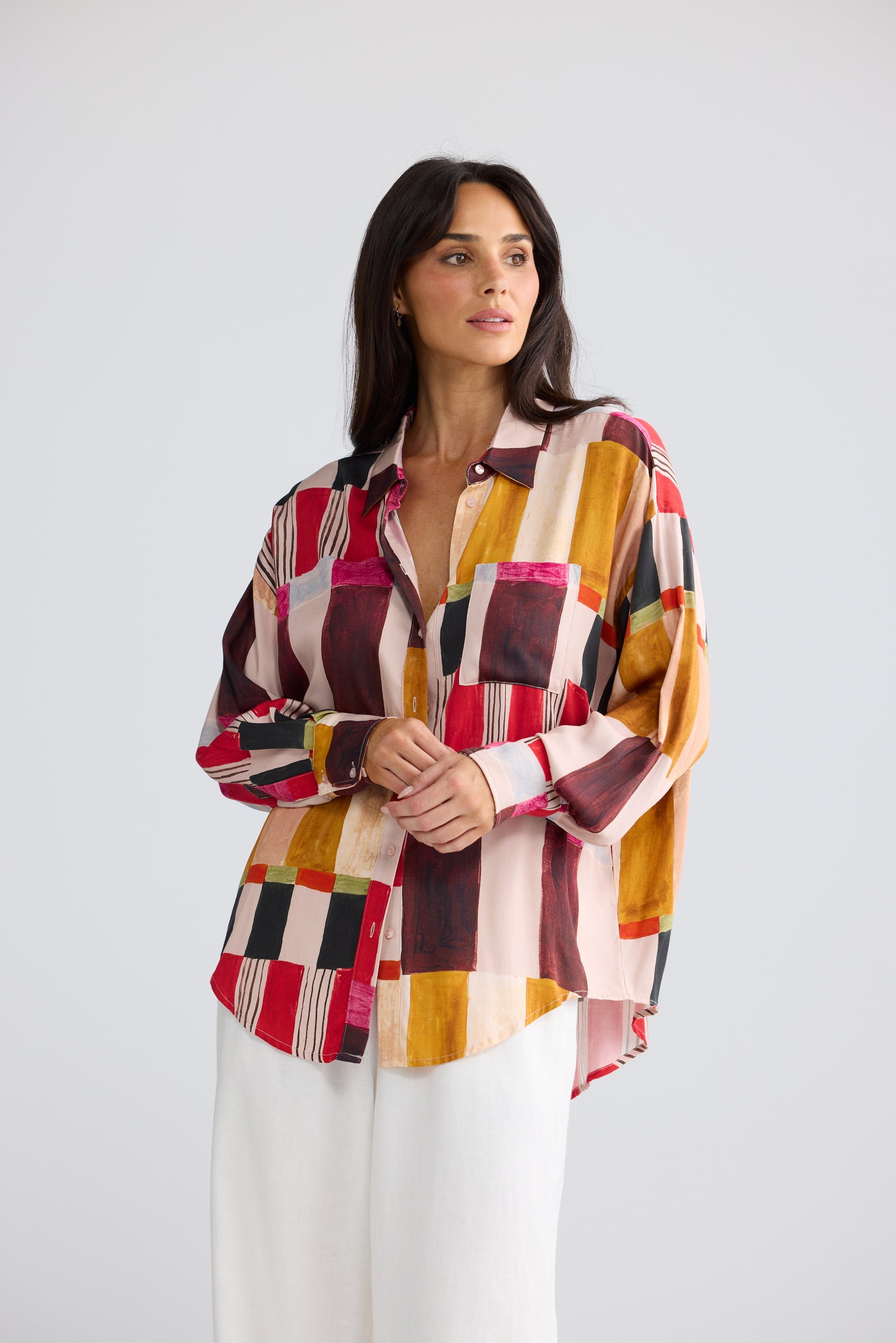 Glenda Shirt - Paintly Geo Print
