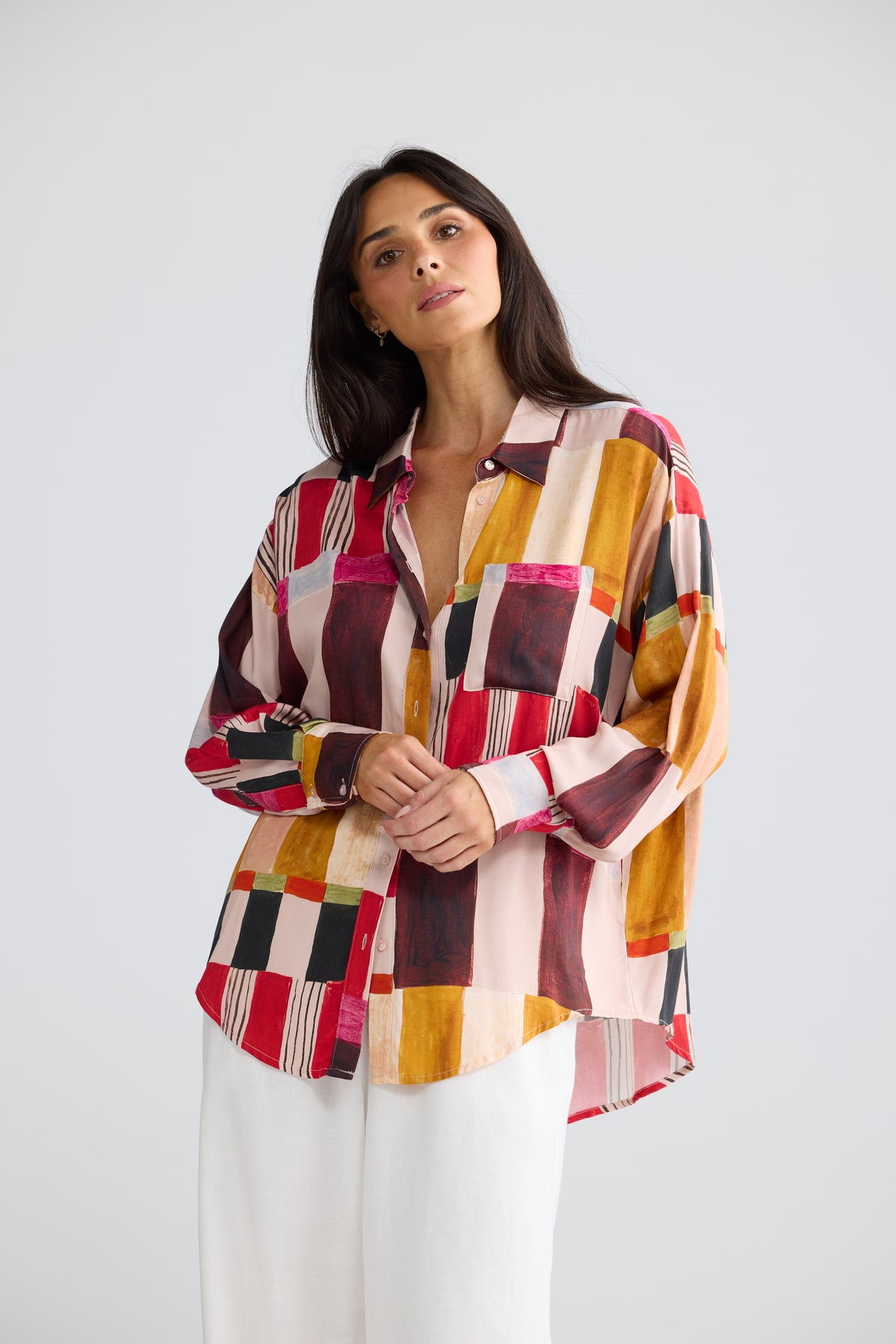 Glenda Shirt - Paintly Geo Print