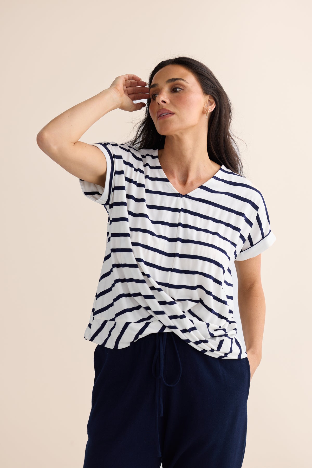 Rapture Tee - Navy White Stripe