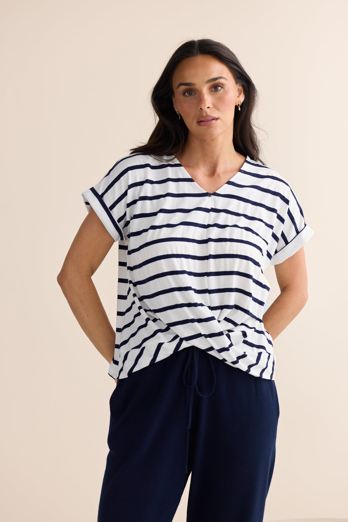 Rapture Tee - Navy White Stripe
