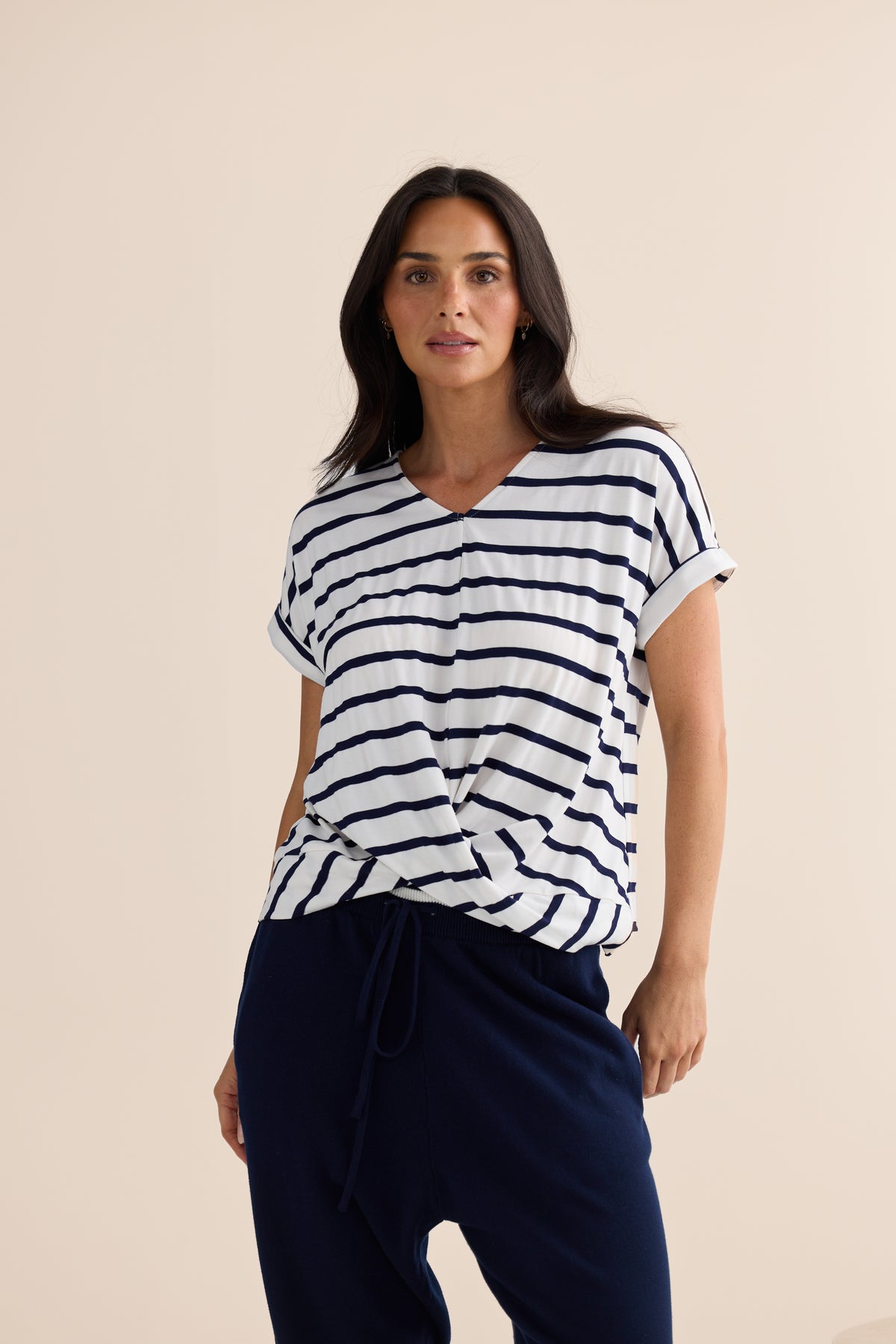 Rapture Tee - Navy White Stripe