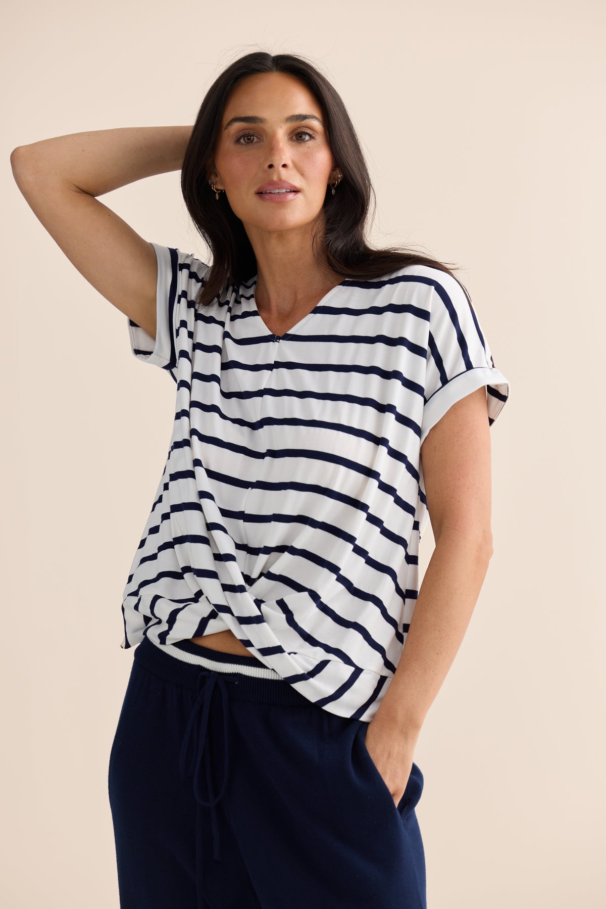 Rapture Tee - Navy White Stripe