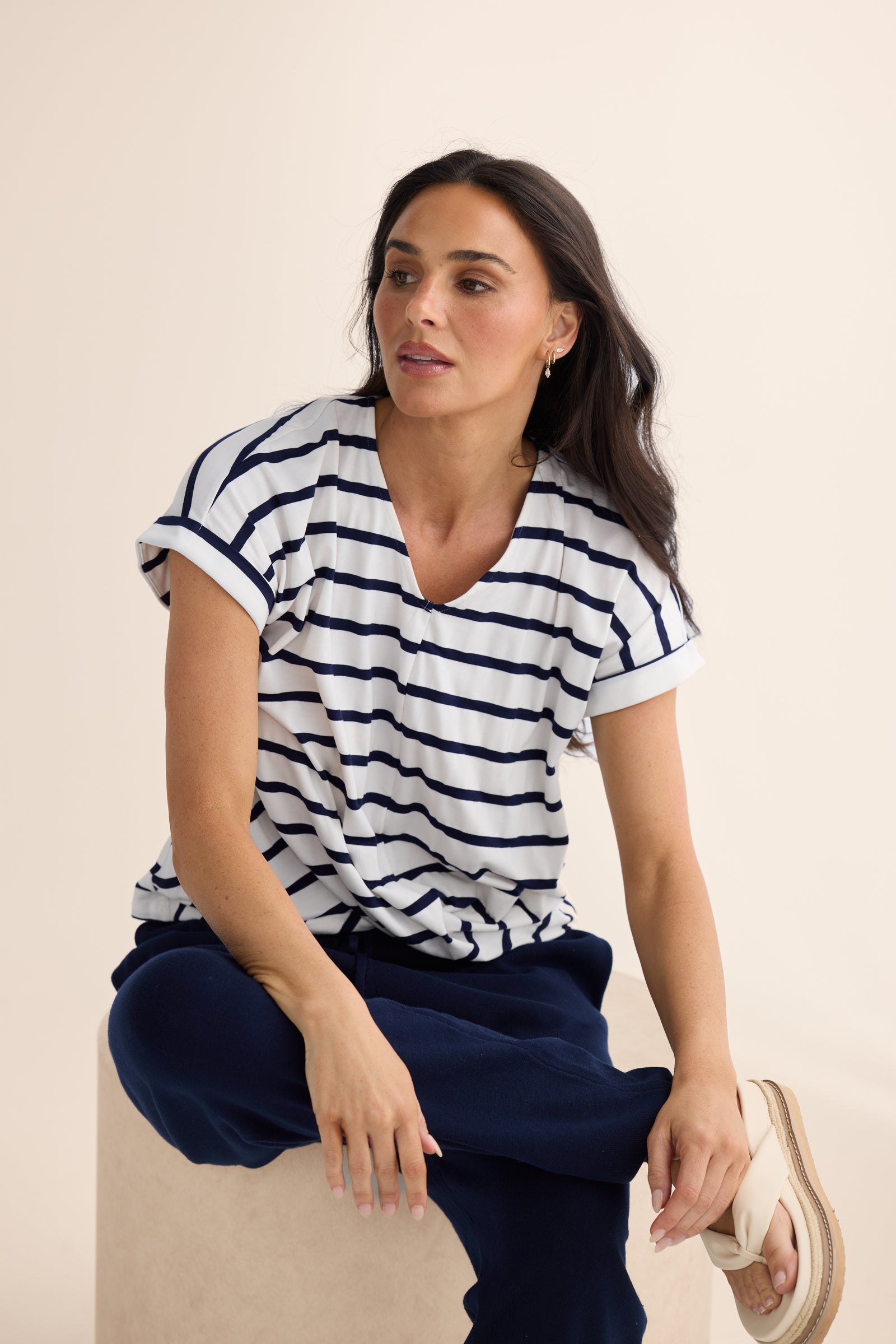 Rapture Tee - Navy White Stripe