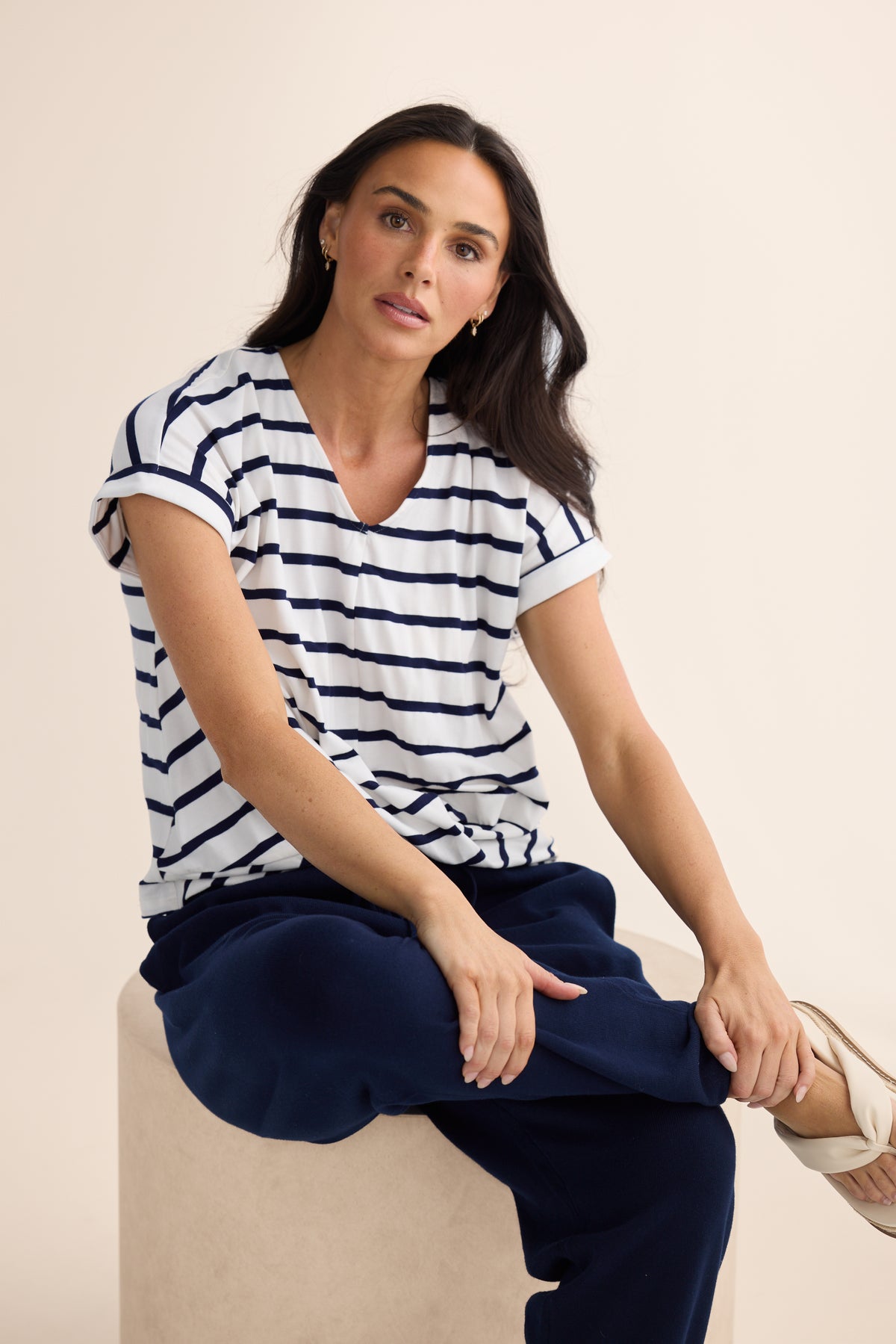 Rapture Tee - Navy White Stripe