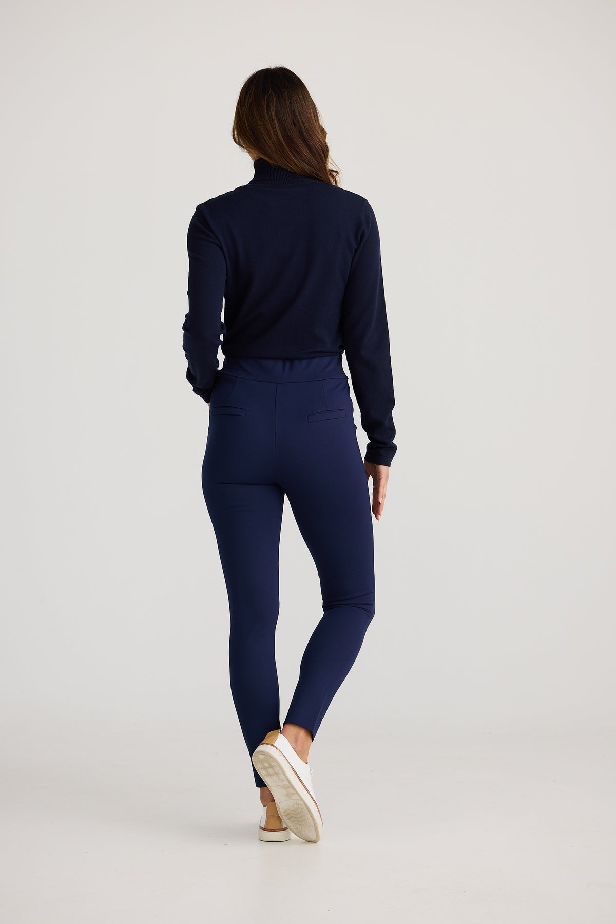 Brave + True pilot pant skinny stretch work pant ponte with pockets Navy