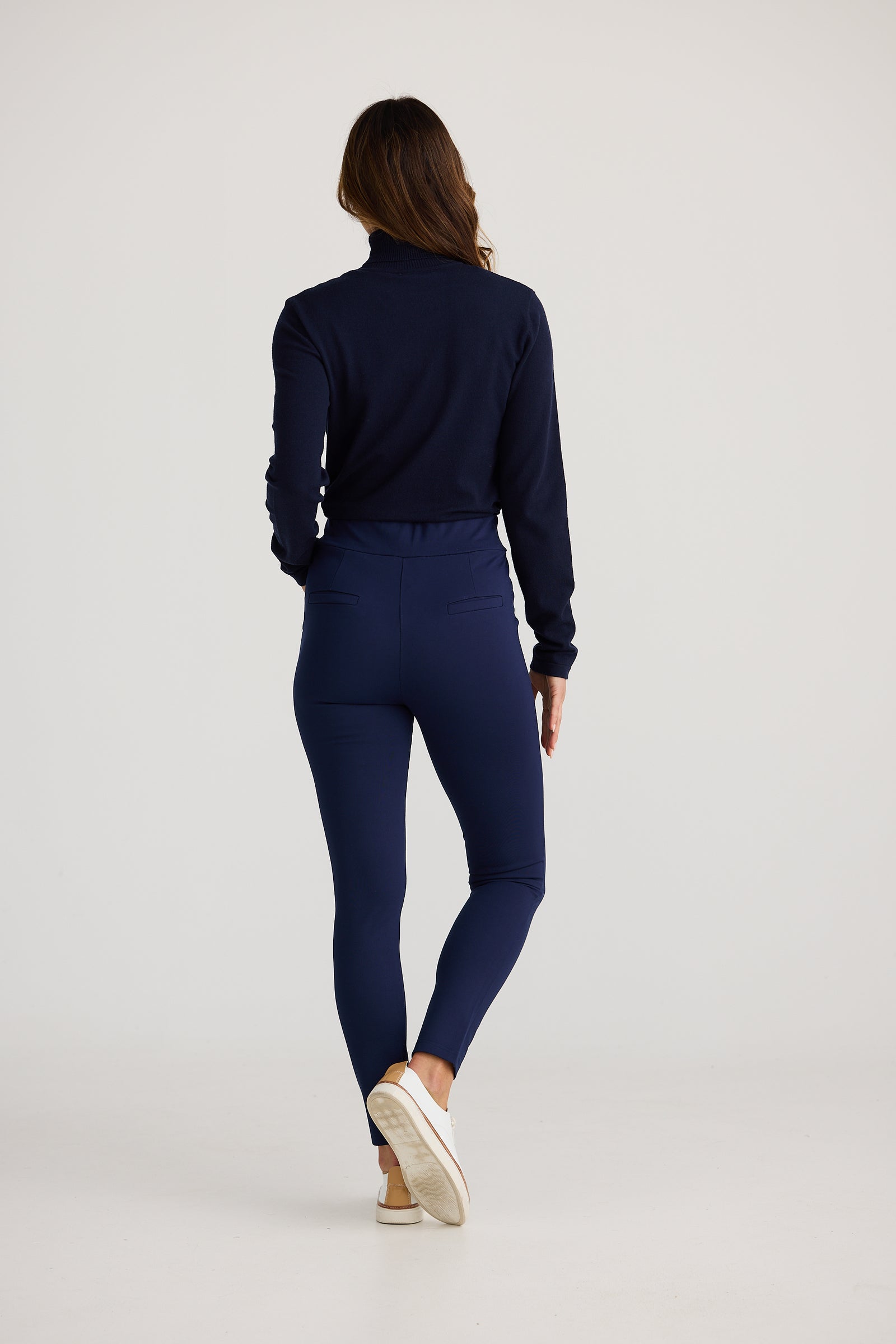 Brave + True pilot pant skinny stretch work pant ponte with pockets Navy