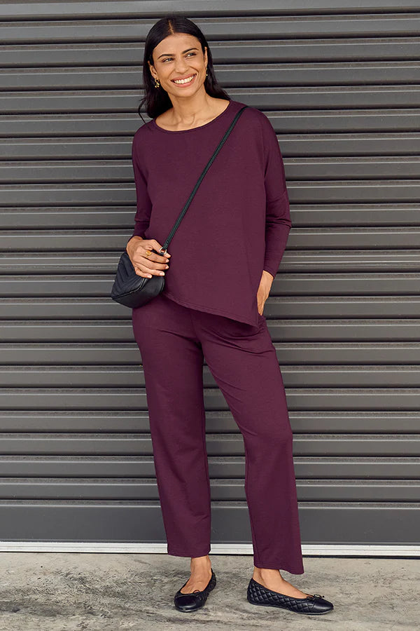 Terry Relaxed Boatneck Top - Mahogany