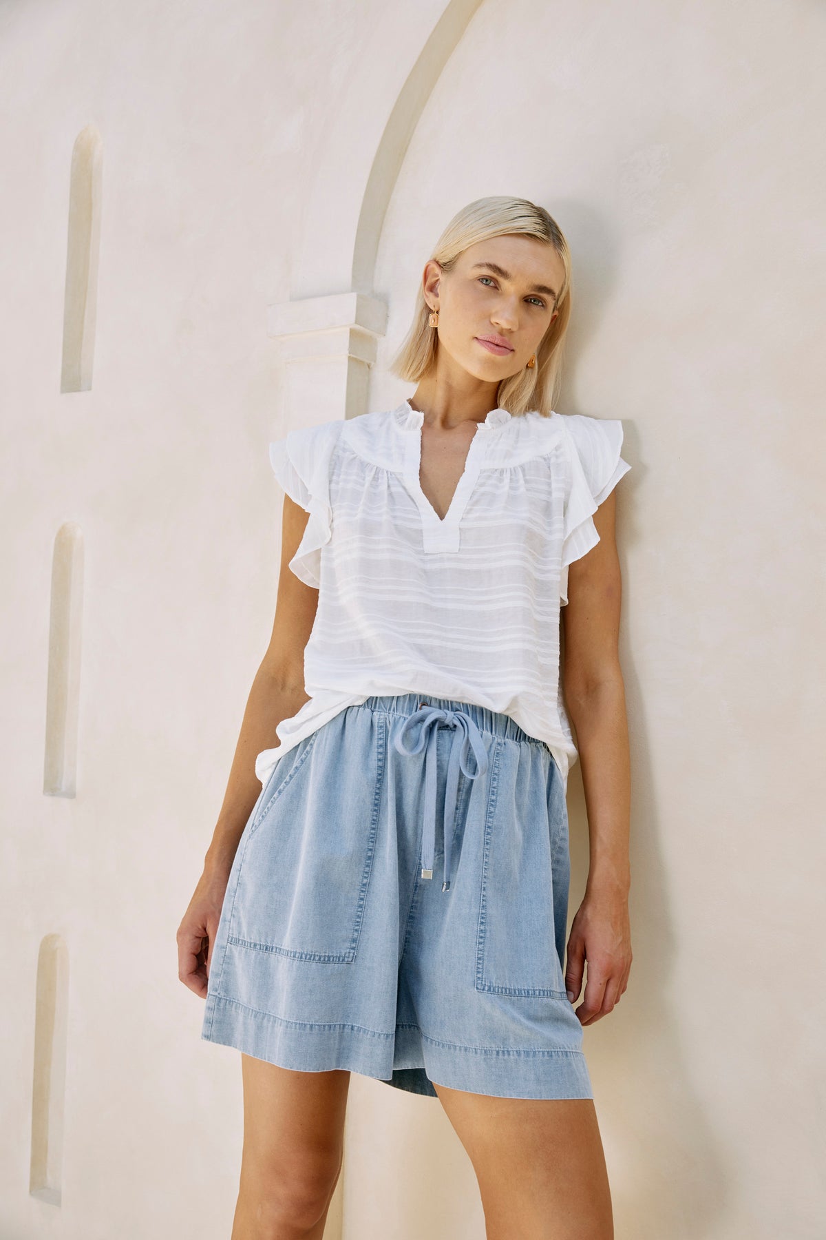 Sovana Frill Tank - White