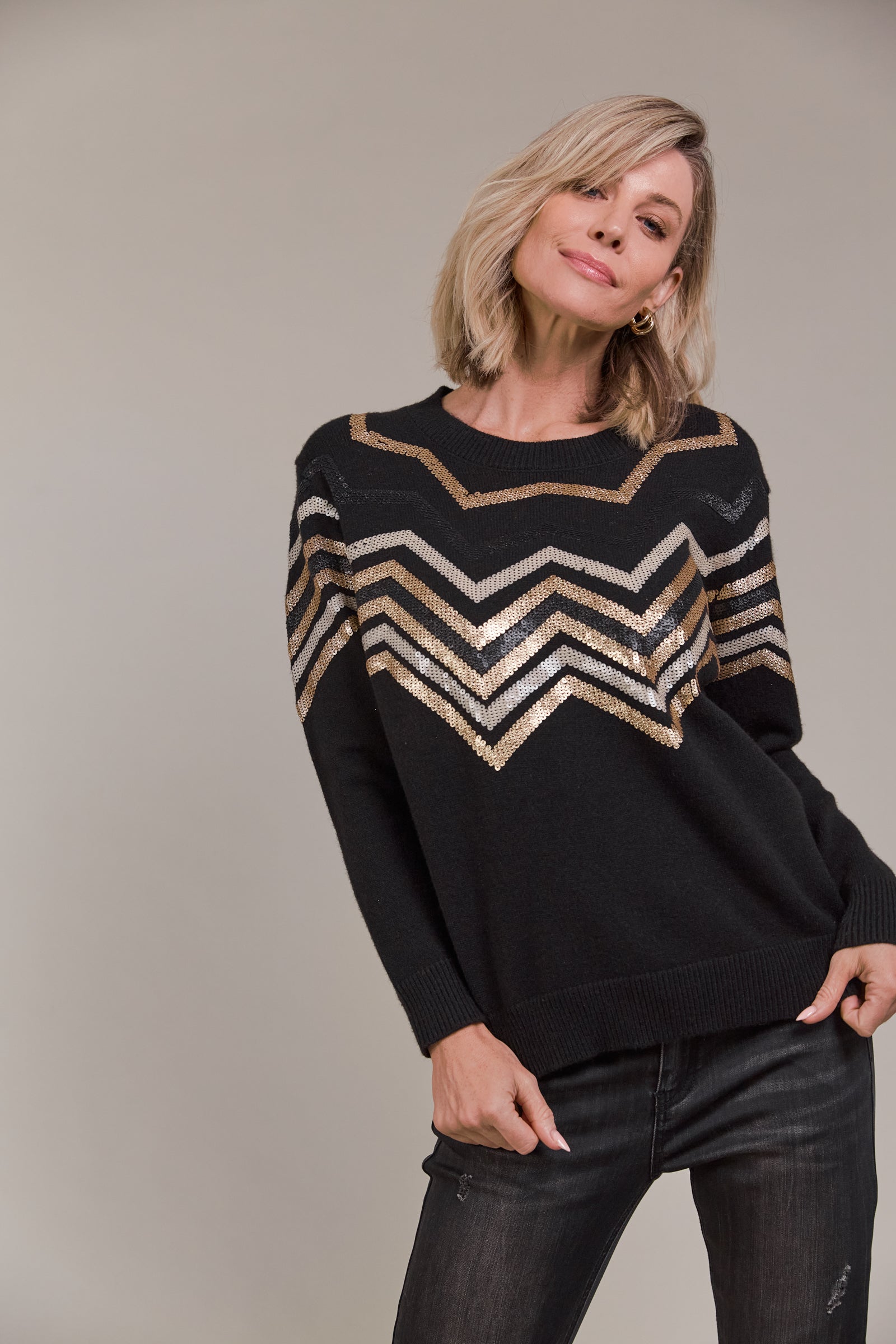 Santani Knit Jumper - Gold & Black