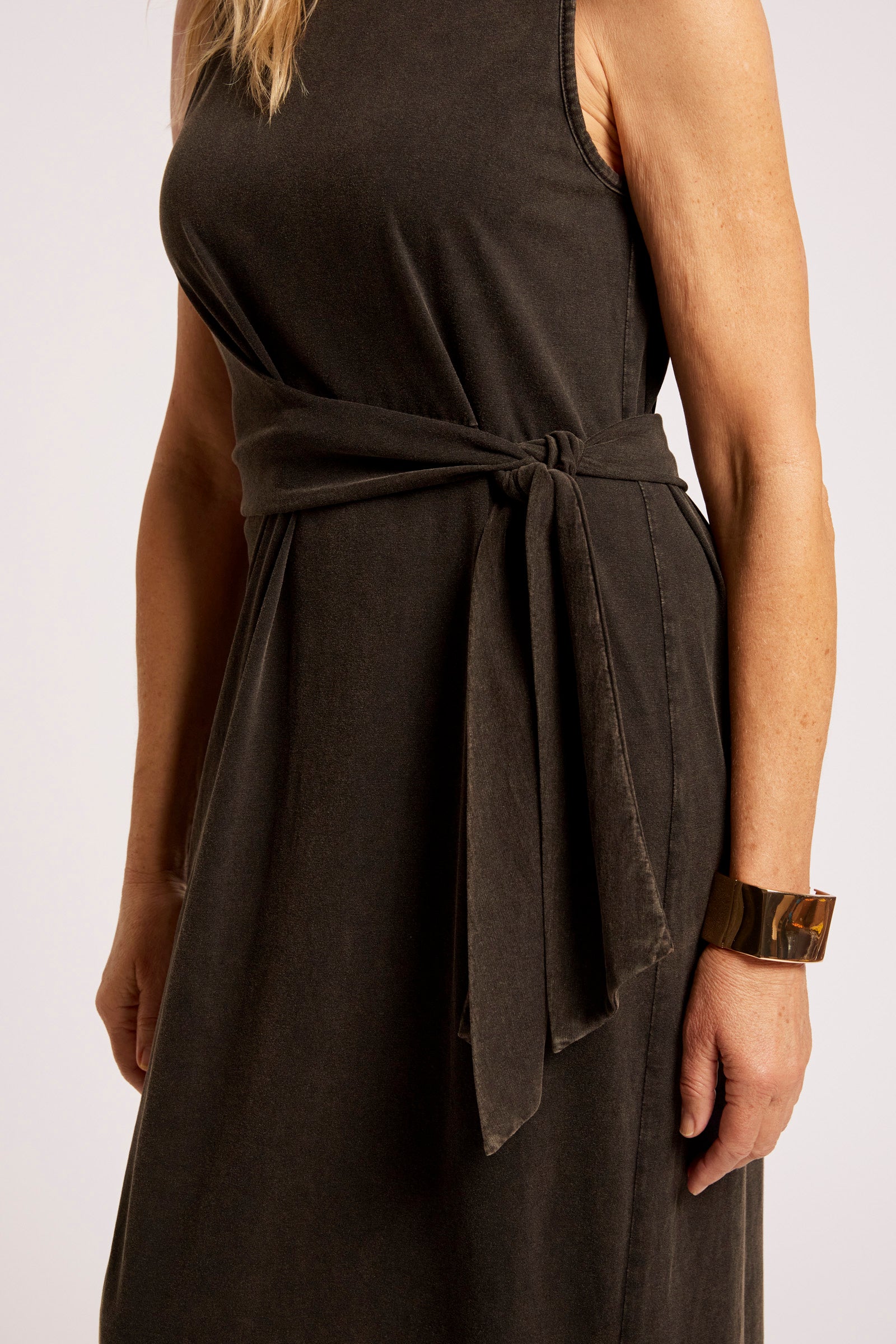 Caldera Wrap Tank Dress - Black Wash