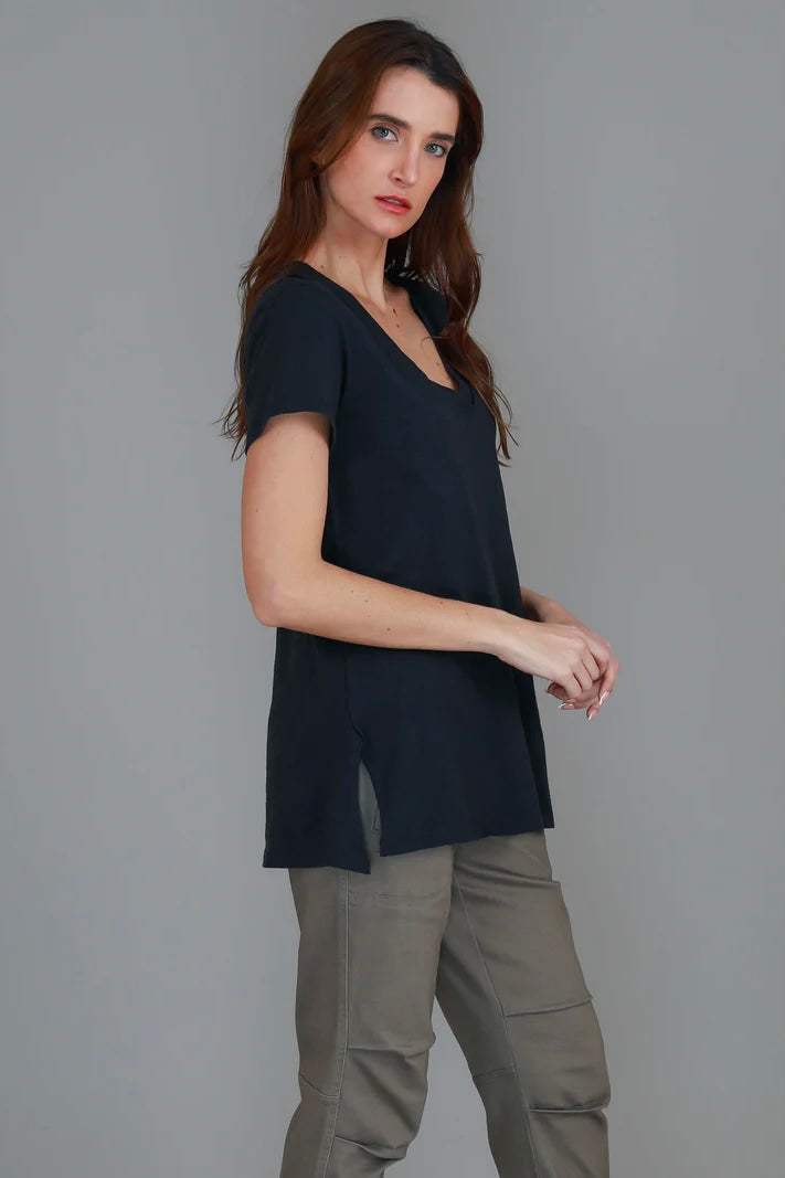 Frankie V Neck Tee - Ink