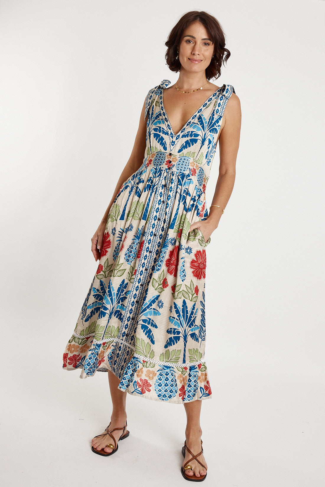 LulaSOUL Parisio dress Print Sundress Sleeve  Midi Christmas dress Summer dress Party 