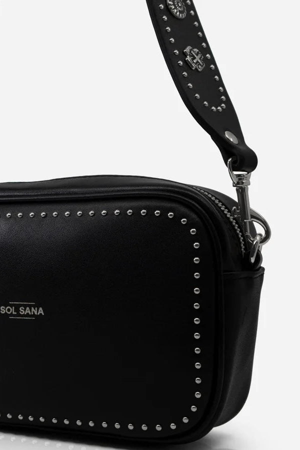 Sol Sana  Camera Bag with studded western country rock studded strap Black Silver