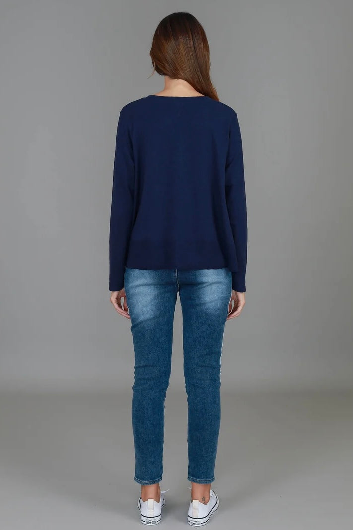 Sonya Long Sleeve T Shirt - Navy