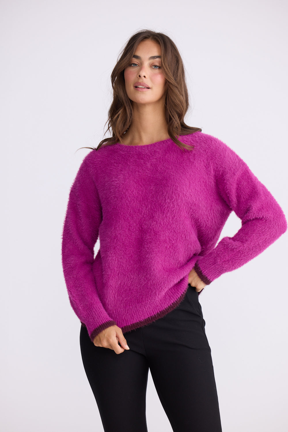 Orbit Knit - Hot Pink w/ Chocolate