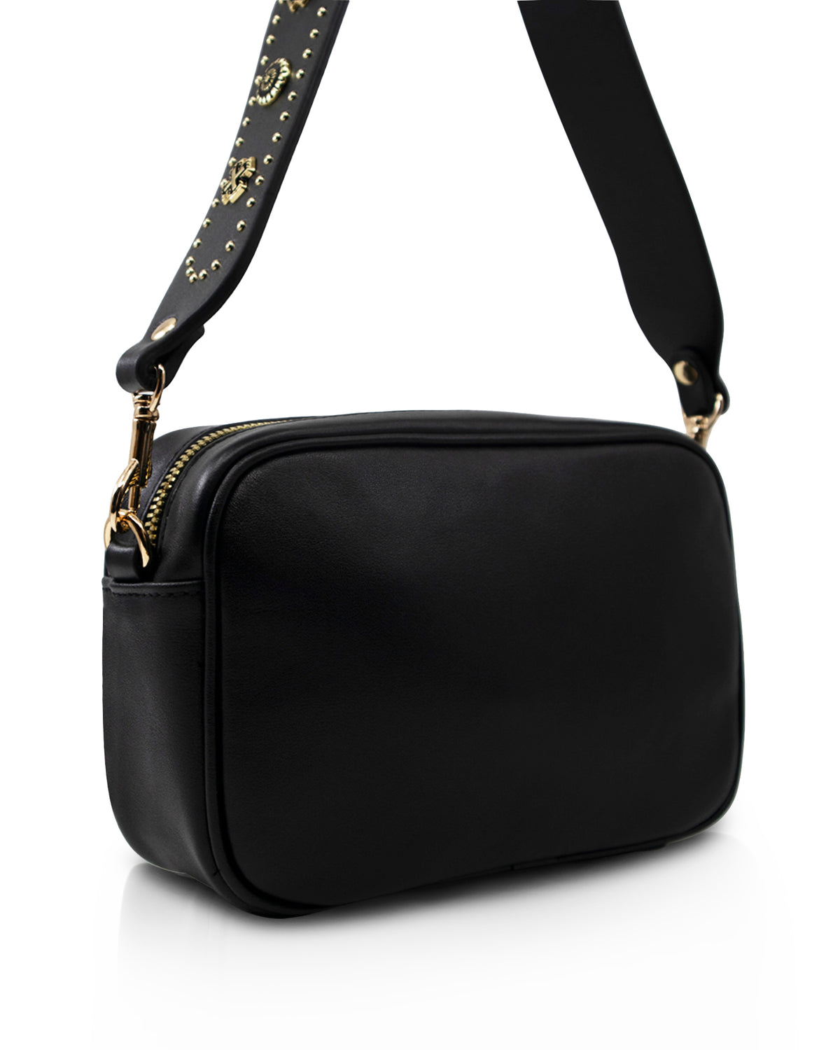 Sol Sana  Camera Bag with studded western country rock studded strap Black Gold