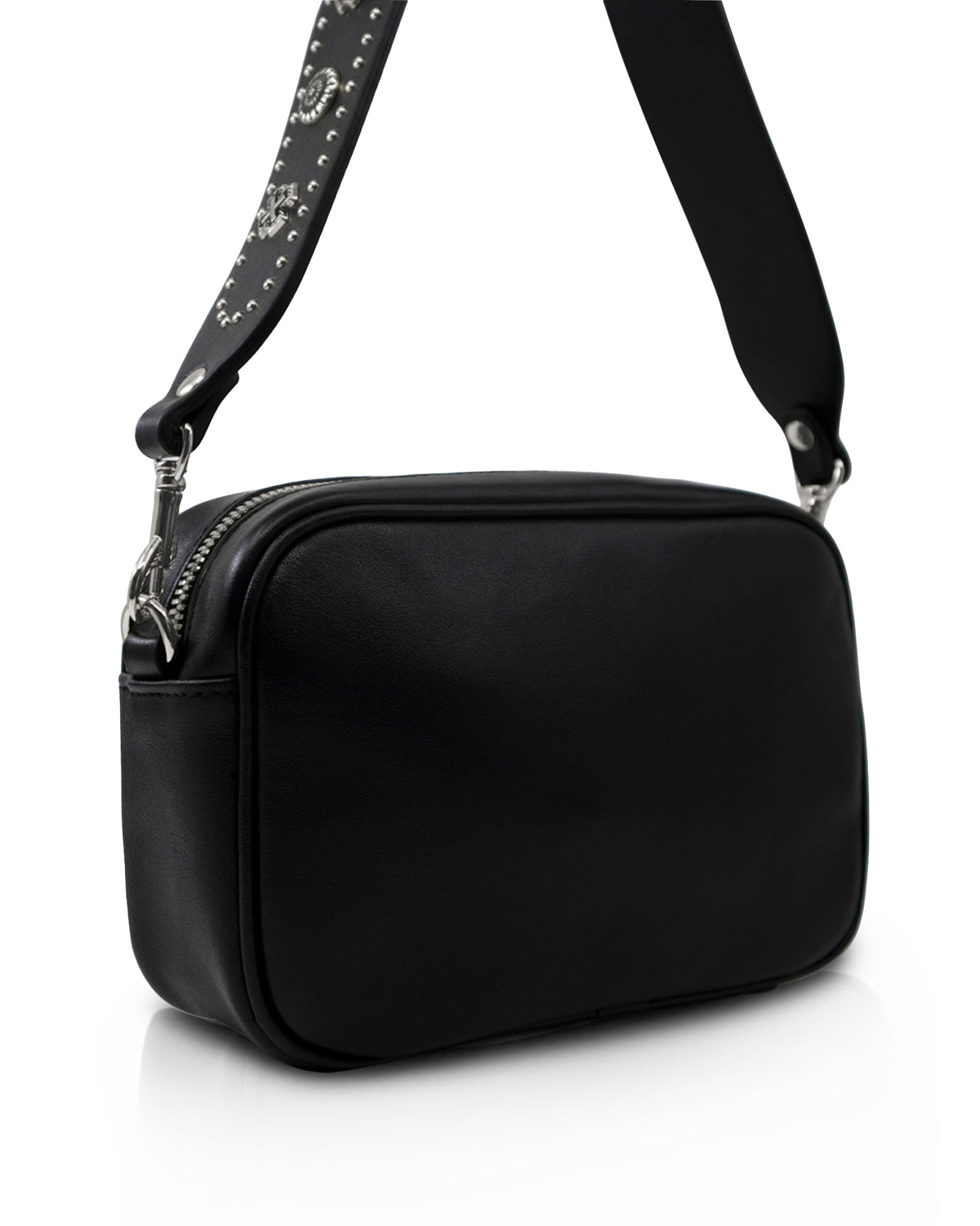 Sol Sana  Camera Bag with studded western country rock studded strap Black Silver