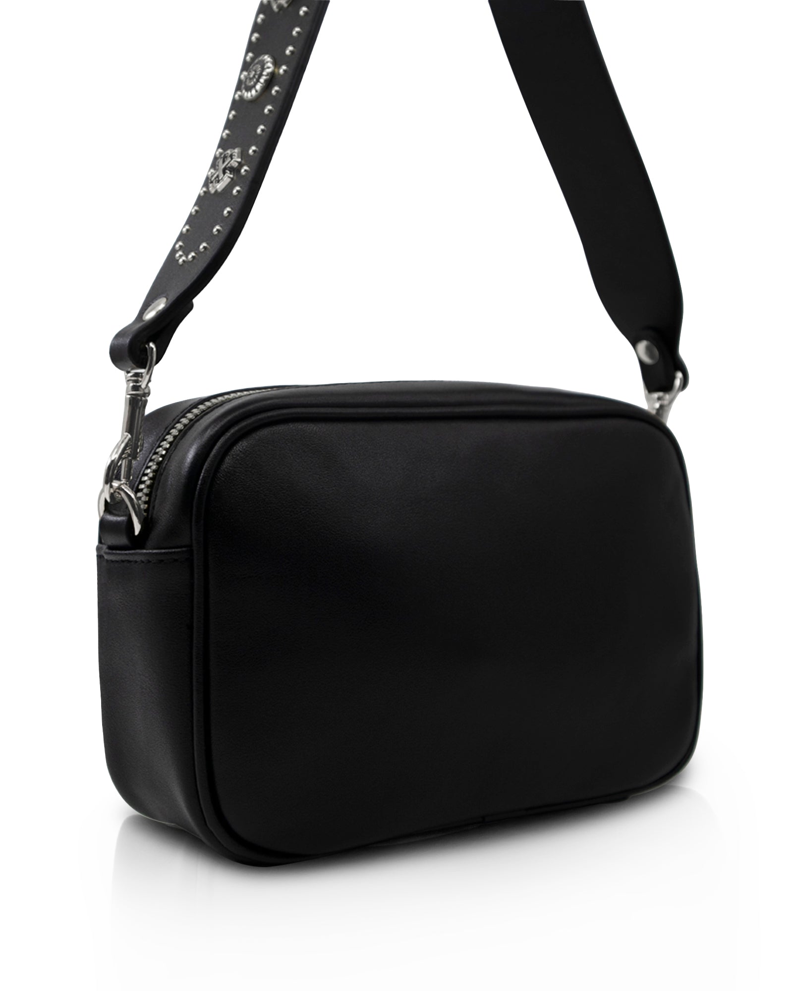 Sol Sana  Camera Bag with studded western country rock studded strap Black Silver