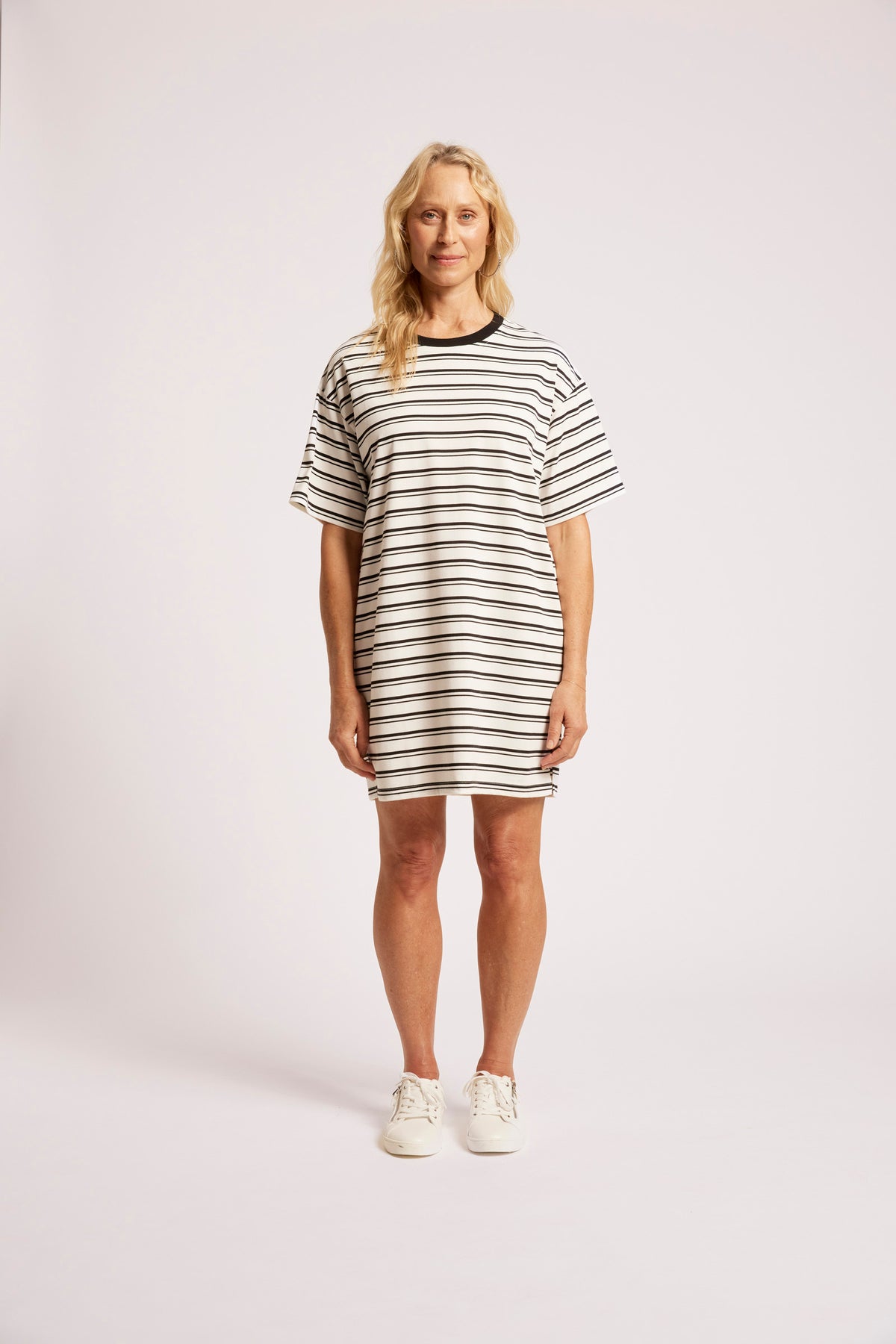 Paloma Striped T-Shirt Dress - Black White