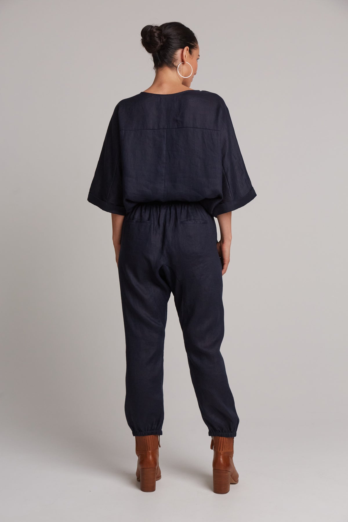Eb&amp;Ive Studio Linen Relaxed Pant Jogger Weekend Pant Travel Pant Navy