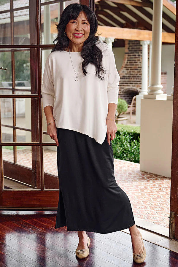Terry Relaxed Boatneck Top - Soft White