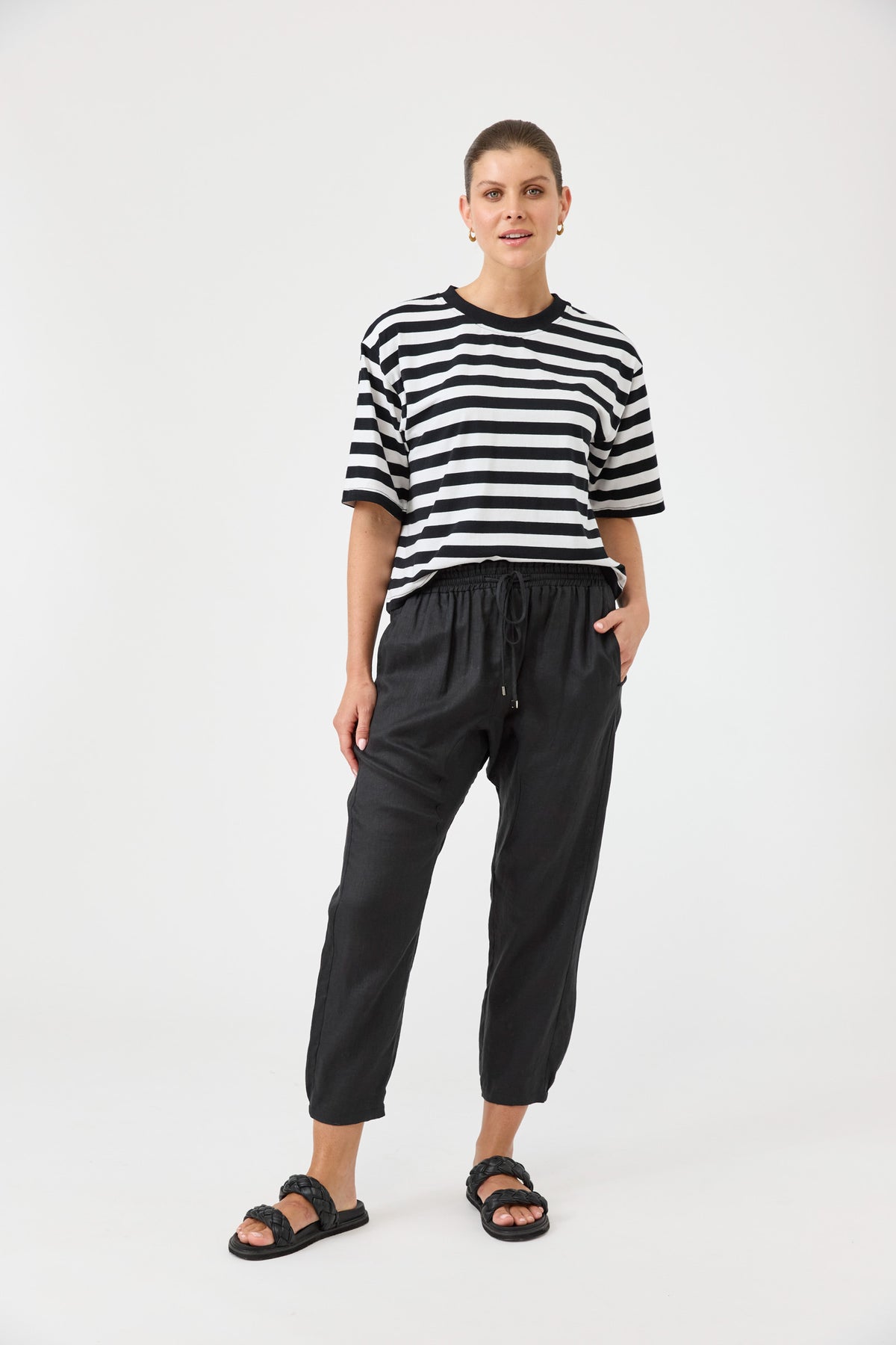 Studio Linen Relaxed Pant - Black