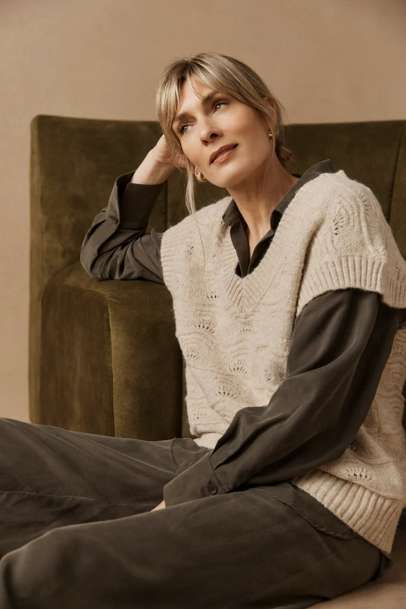 Calista Cupro Shirt - Pampas Green