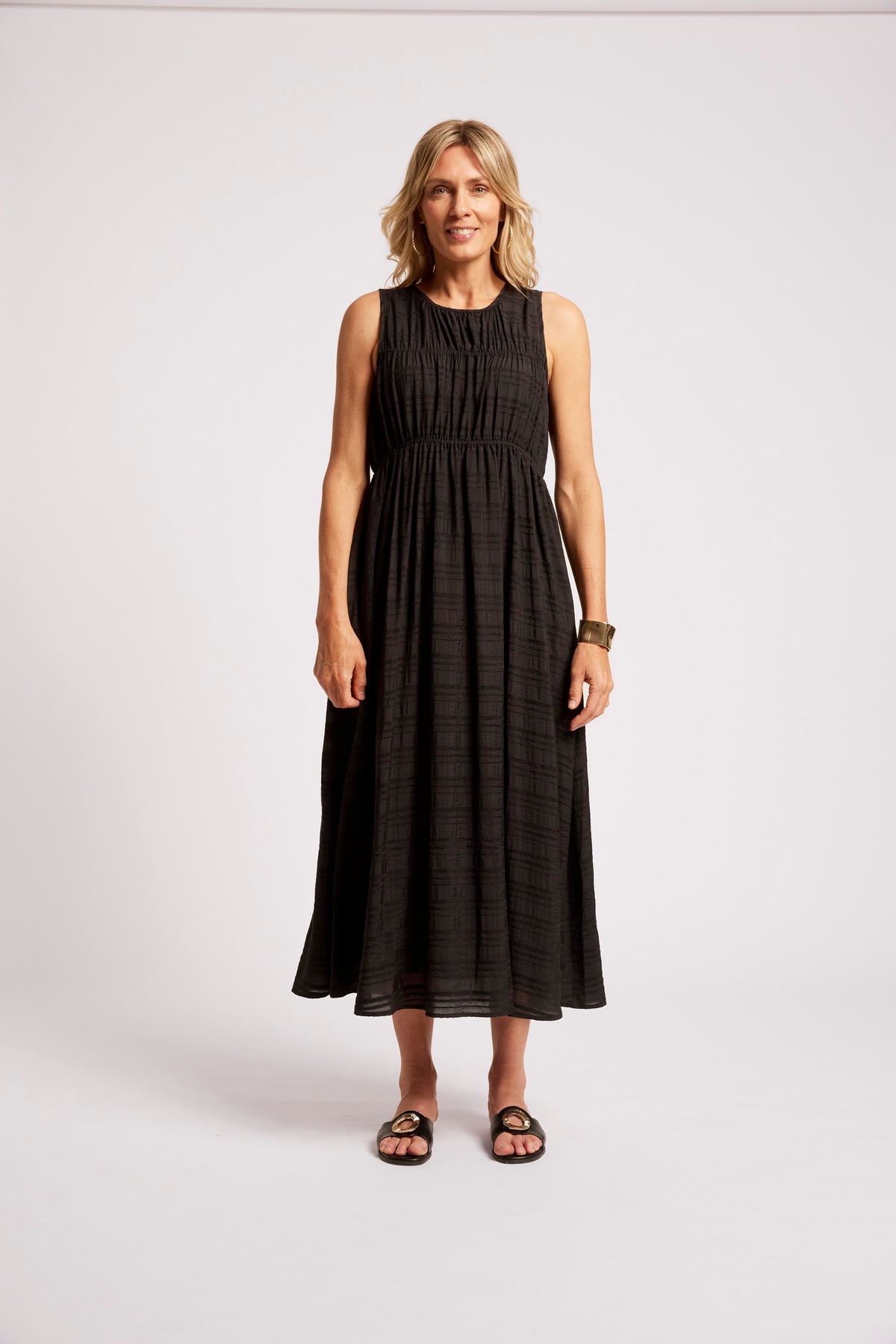 Sovana Ruched Maxi Dress - Black
