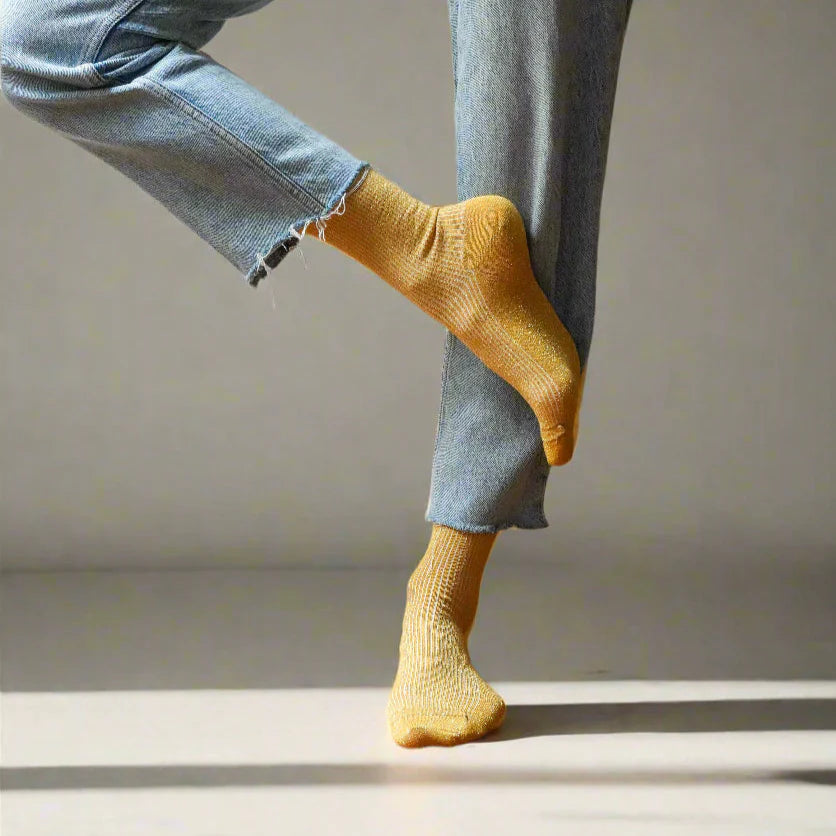 KLUE Glitter Lurex socks | Mustard