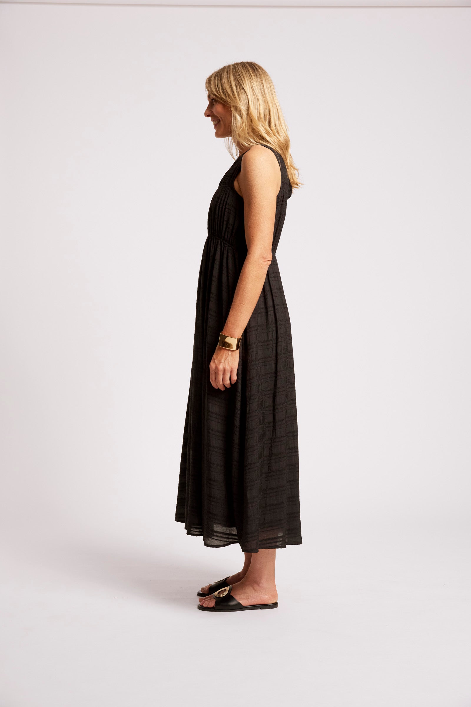 Sovana Ruched Maxi Dress - Black
