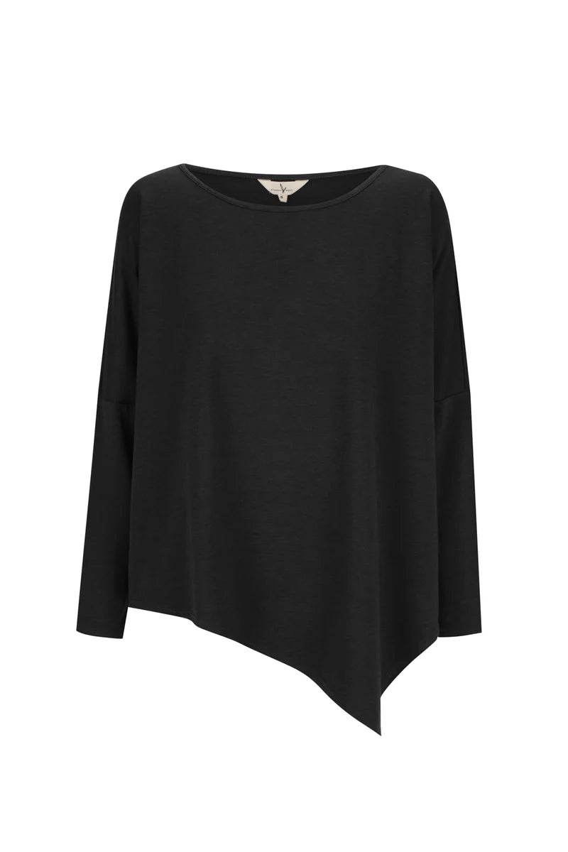 Terry Relaxed Boatneck Top - Black