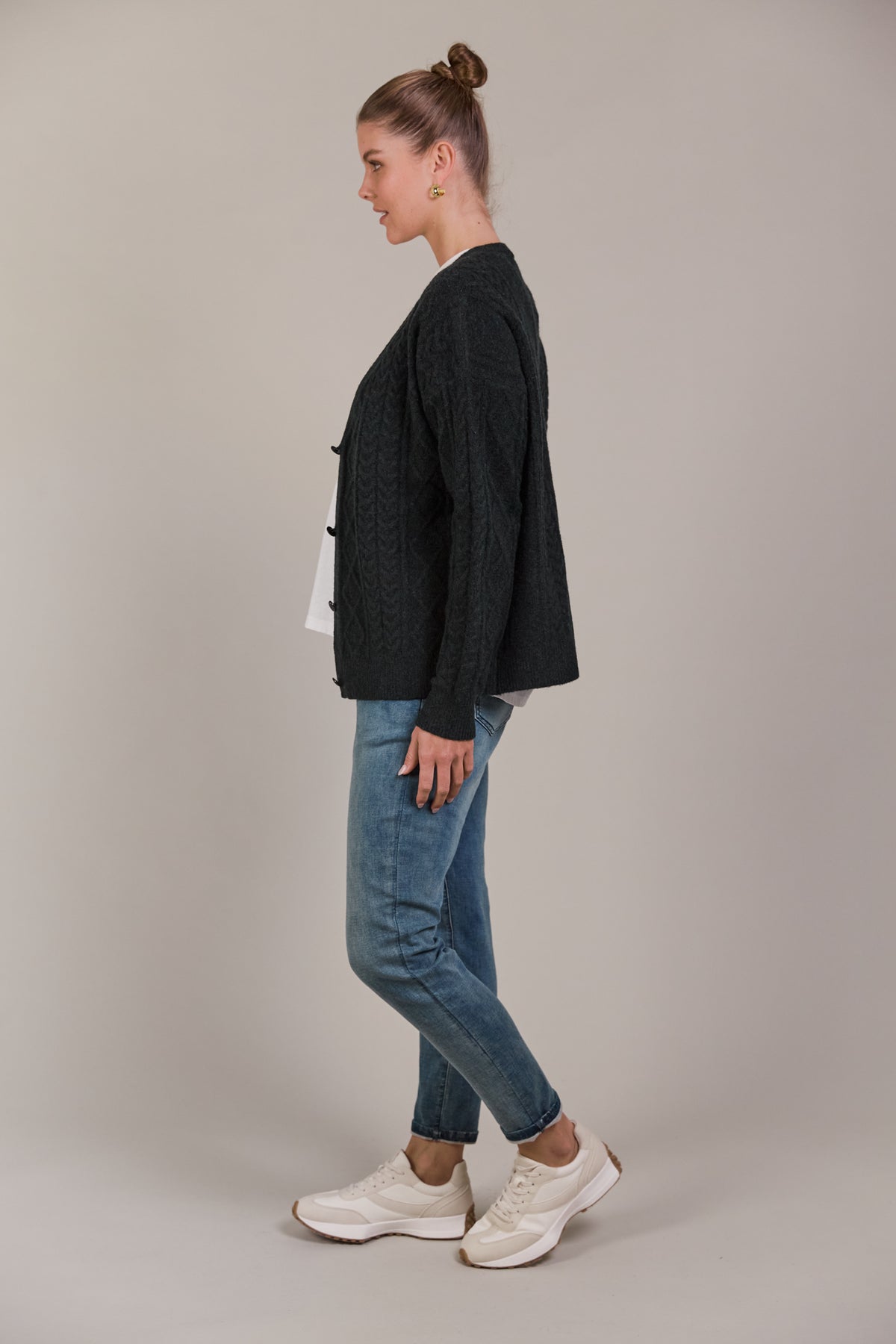 SALE - Merano Crop Cardigan - Charcoal