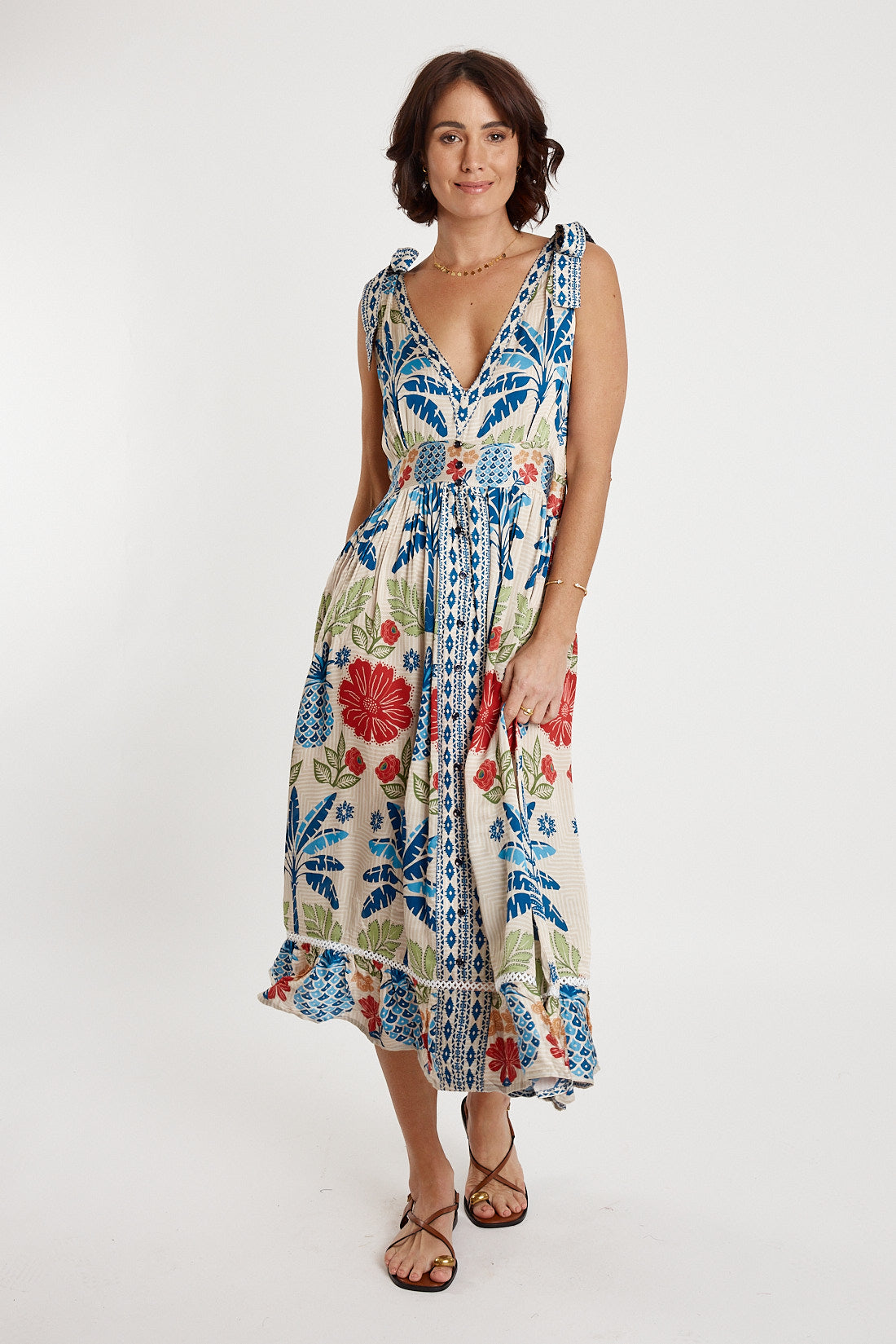 LulaSOUL Parisio dress Print Sundress Sleeve  Midi Christmas dress Summer dress Party 