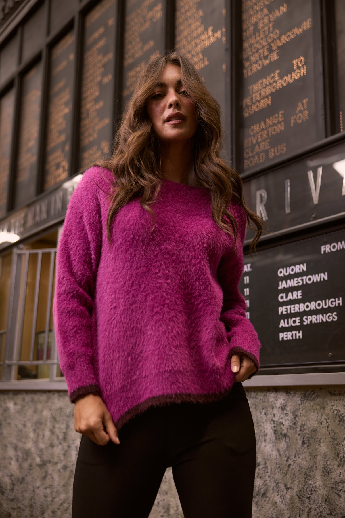 Orbit Knit - Hot Pink w/ Chocolate