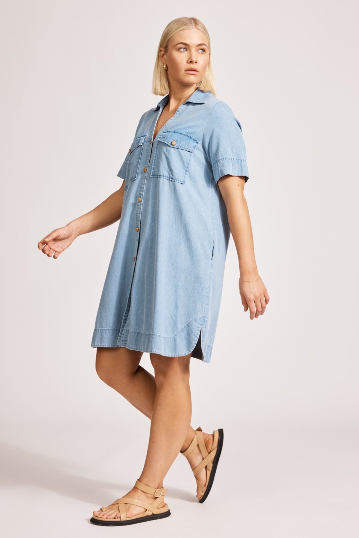 Melenia Denim Shirt Dress Light Blue Denim Eb&Ive Dresses