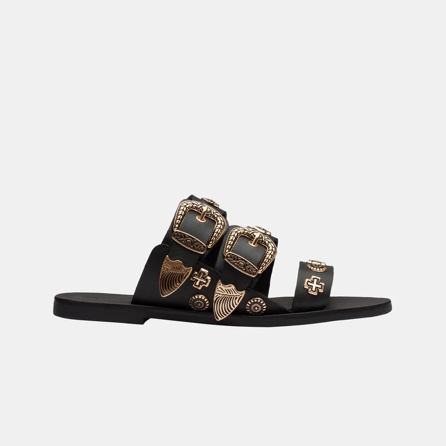 Eastwood Stud Slides - Black / Gold